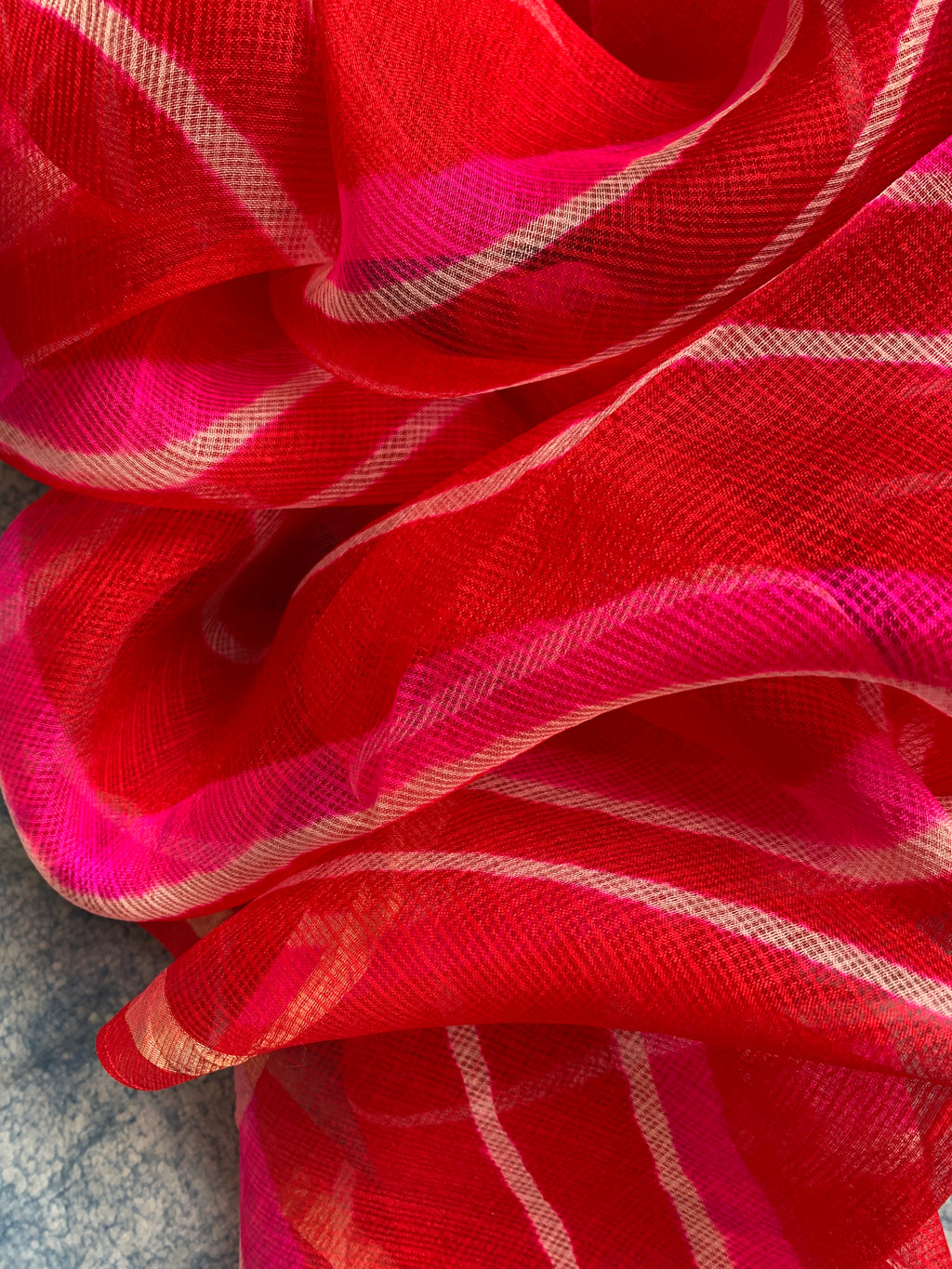 Handcrafted Tie-Dye Silk Kota Doria Dupatta