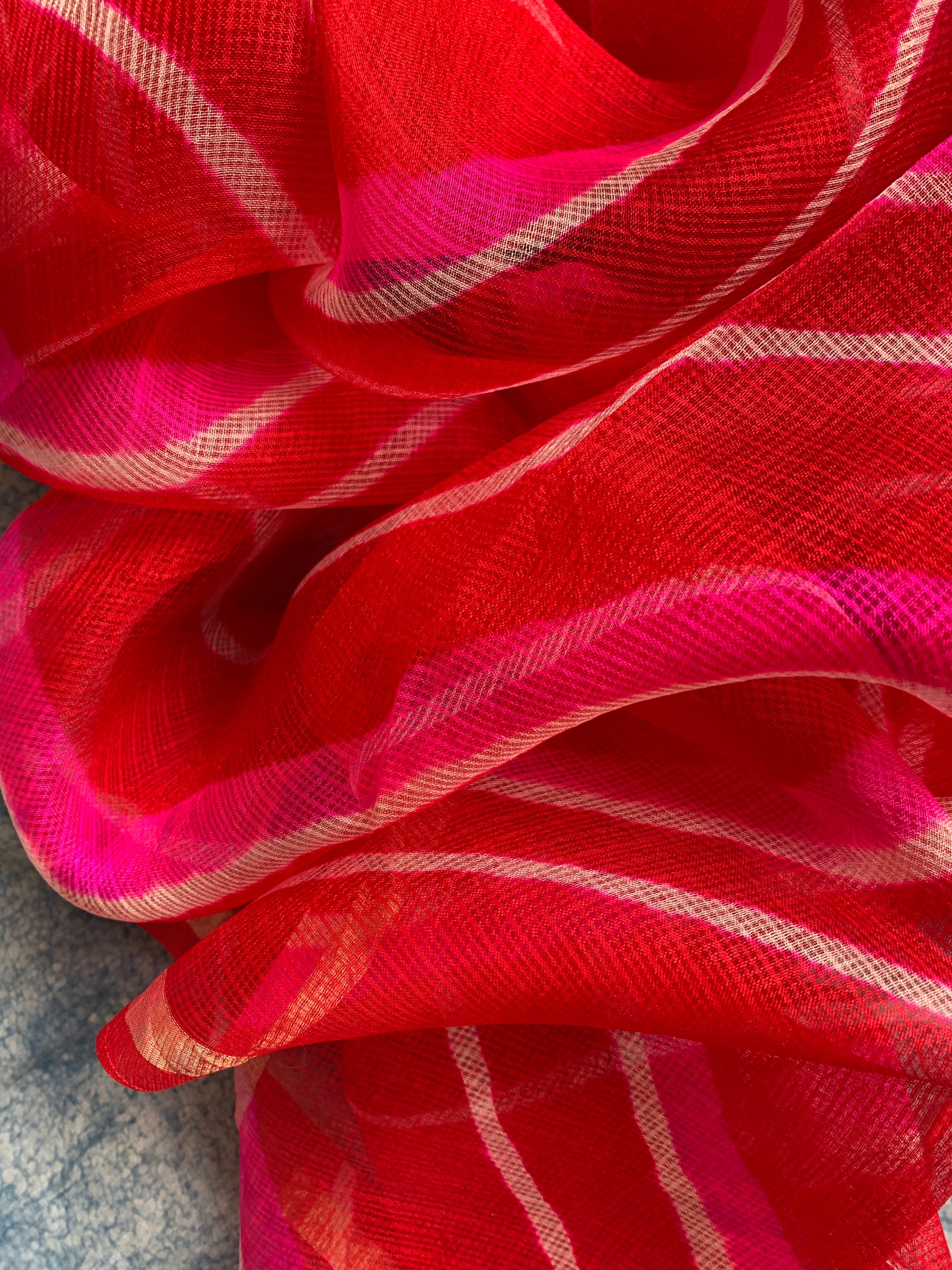 Handcrafted Tie-Dye Silk Kota Doria Dupatta