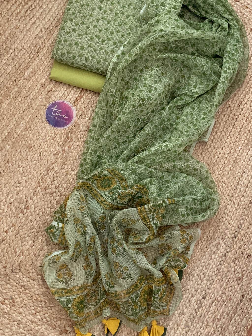 Pastel Green Handcrafted Kota Suit