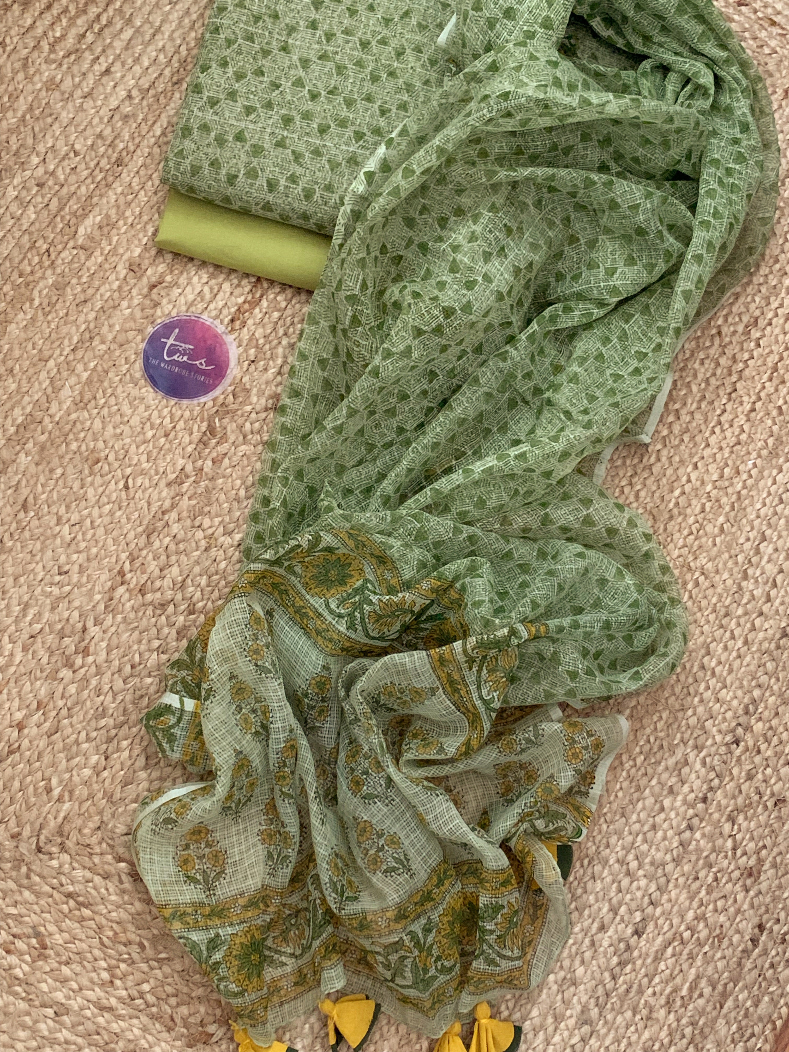 Pastel Green Handcrafted Kota Suit