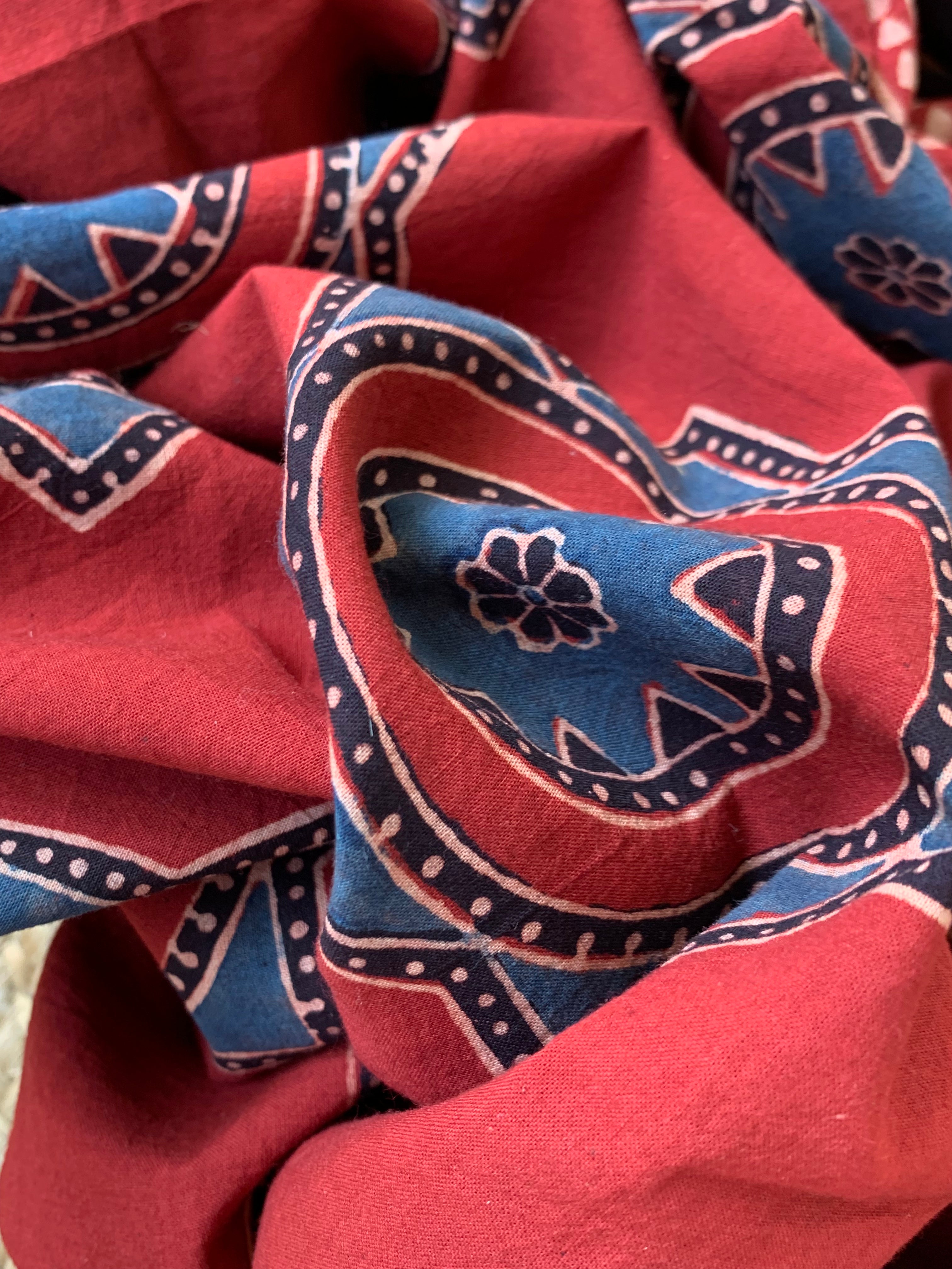 Natural Dyes Handblock Ajrakh Cotton Suit