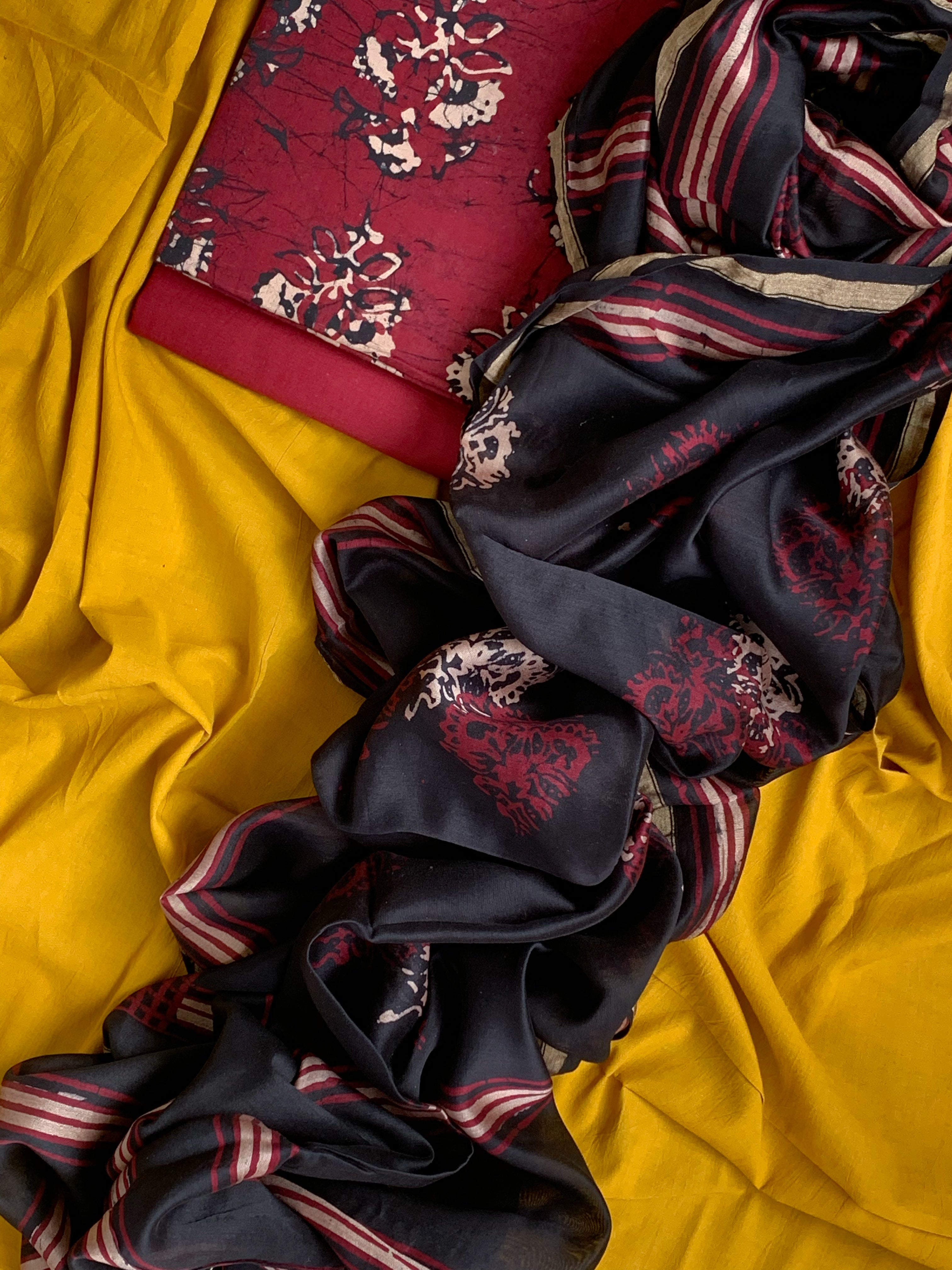 Handblock Batik Cotton Chanderi Suit