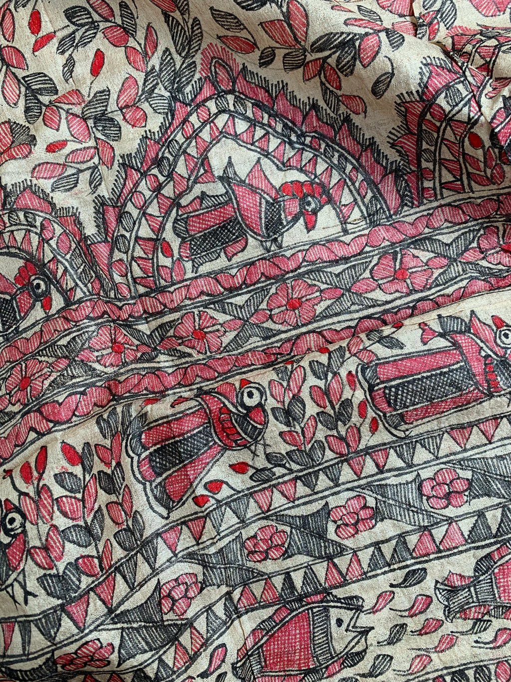 Madhubani Handpainted Handwoven Tussar Silk Kurta Dupatta Set