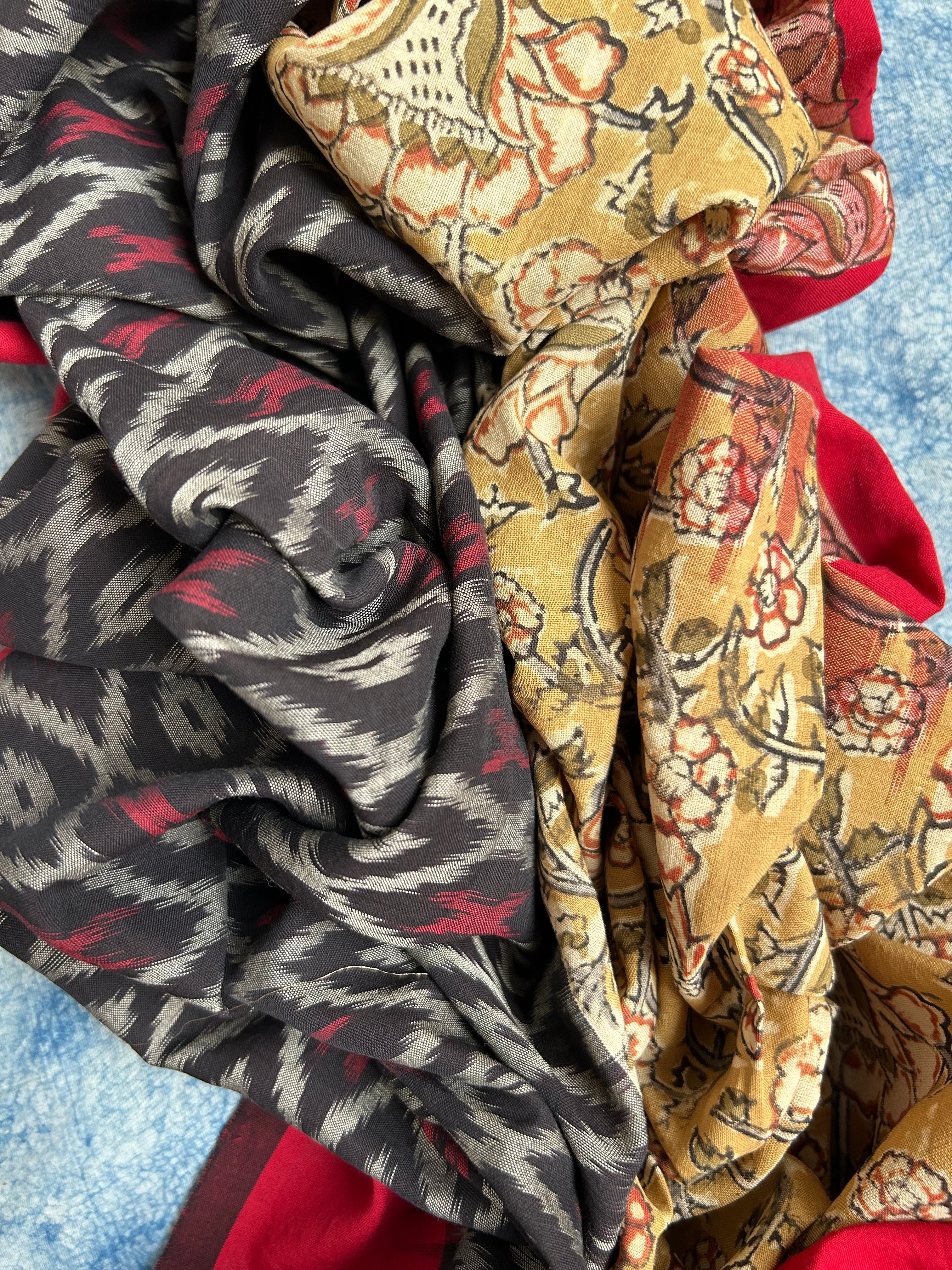 Handwoven Handcrafted Double Ikat Kalamkari Kurta Dupatta Set