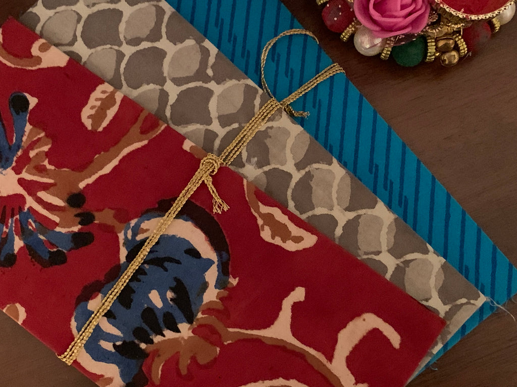 Block Print Fabric Envelope (Set of 3)