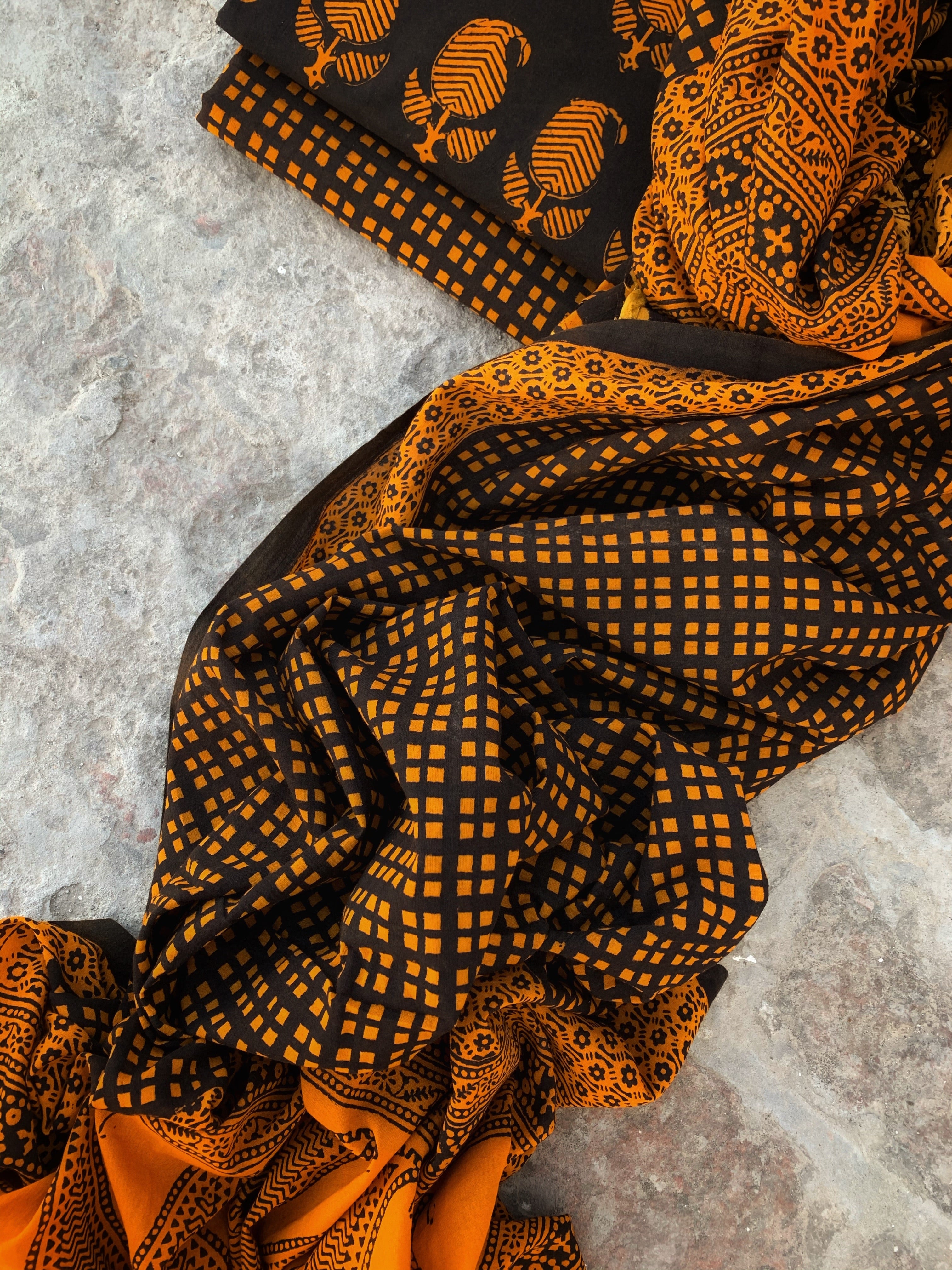 Natural Dyed Bagh Handblock Cotton Suit