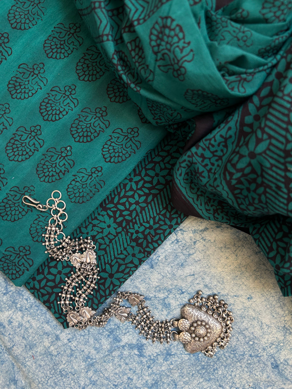 Natural Dyed Bagh Block Print Cotton Suit