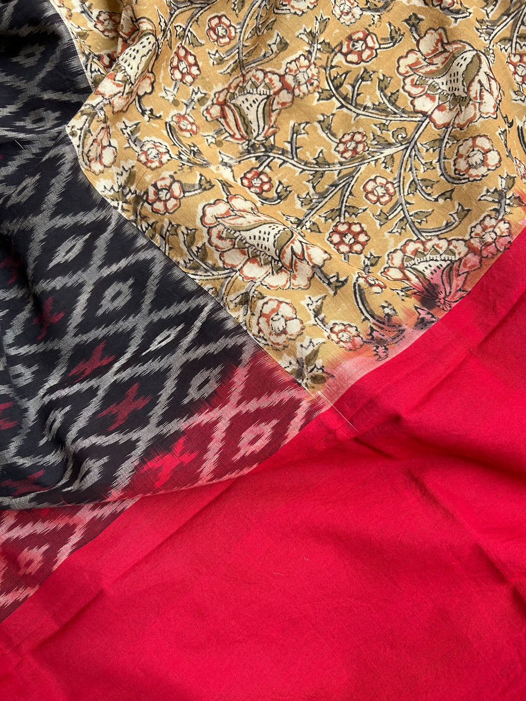 Handwoven Handcrafted Double Ikat Kalamkari Kurta Dupatta Set