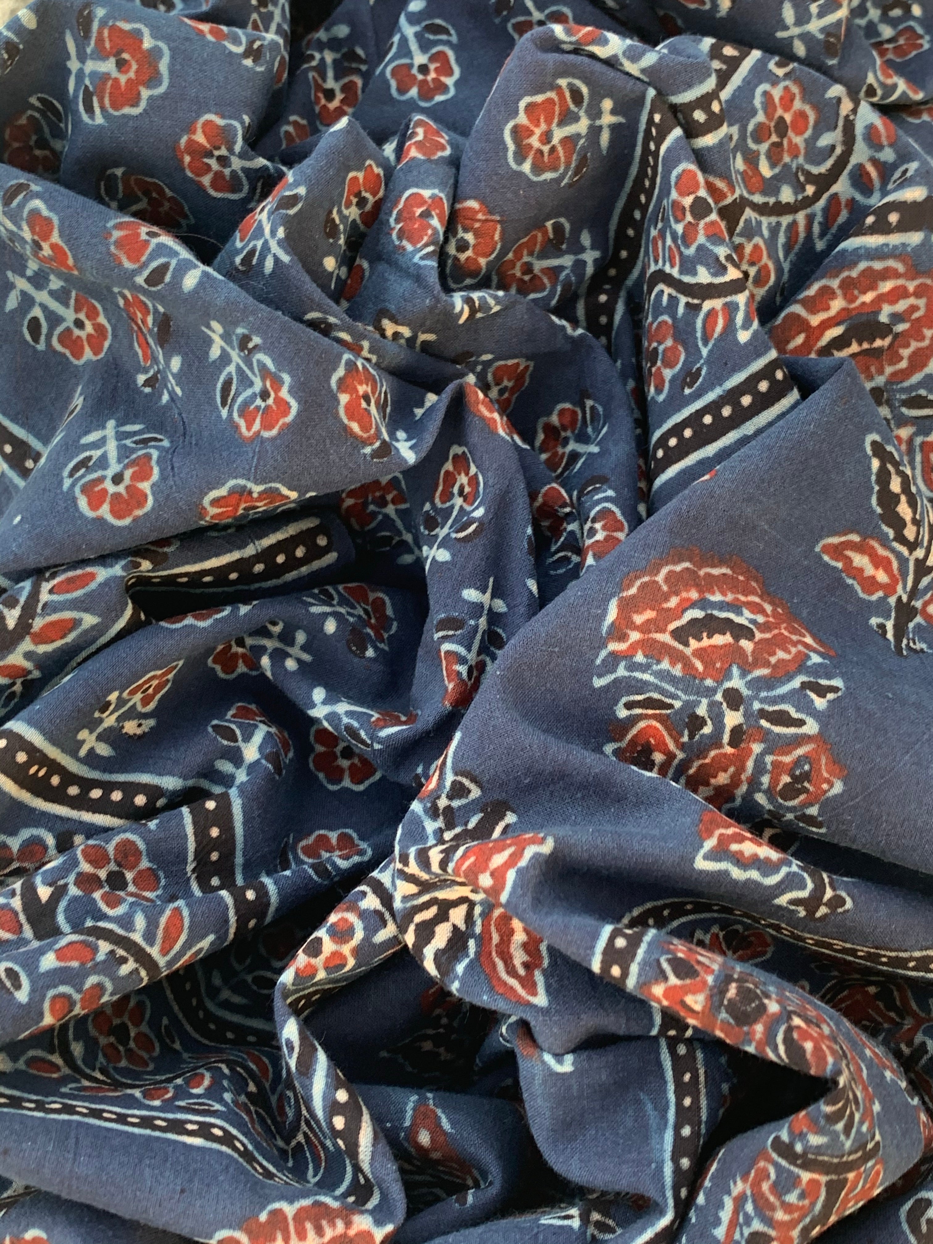 Handblock Ajrakh Cotton Suit
