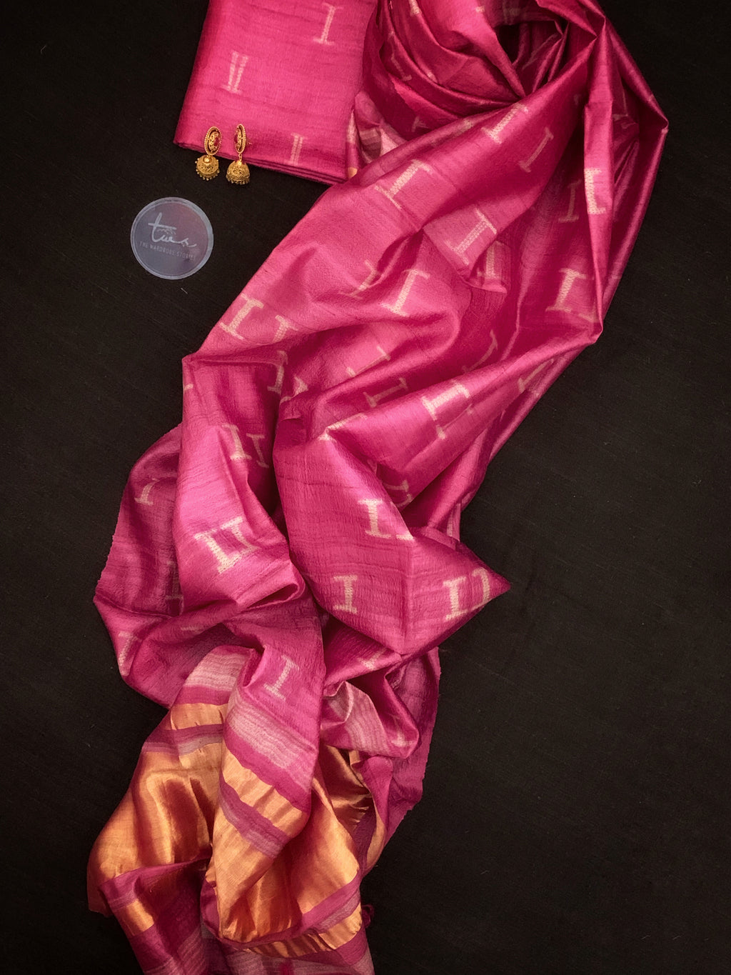 Handwoven & Handmade Tussar Shibori Kurta Dupatta Set