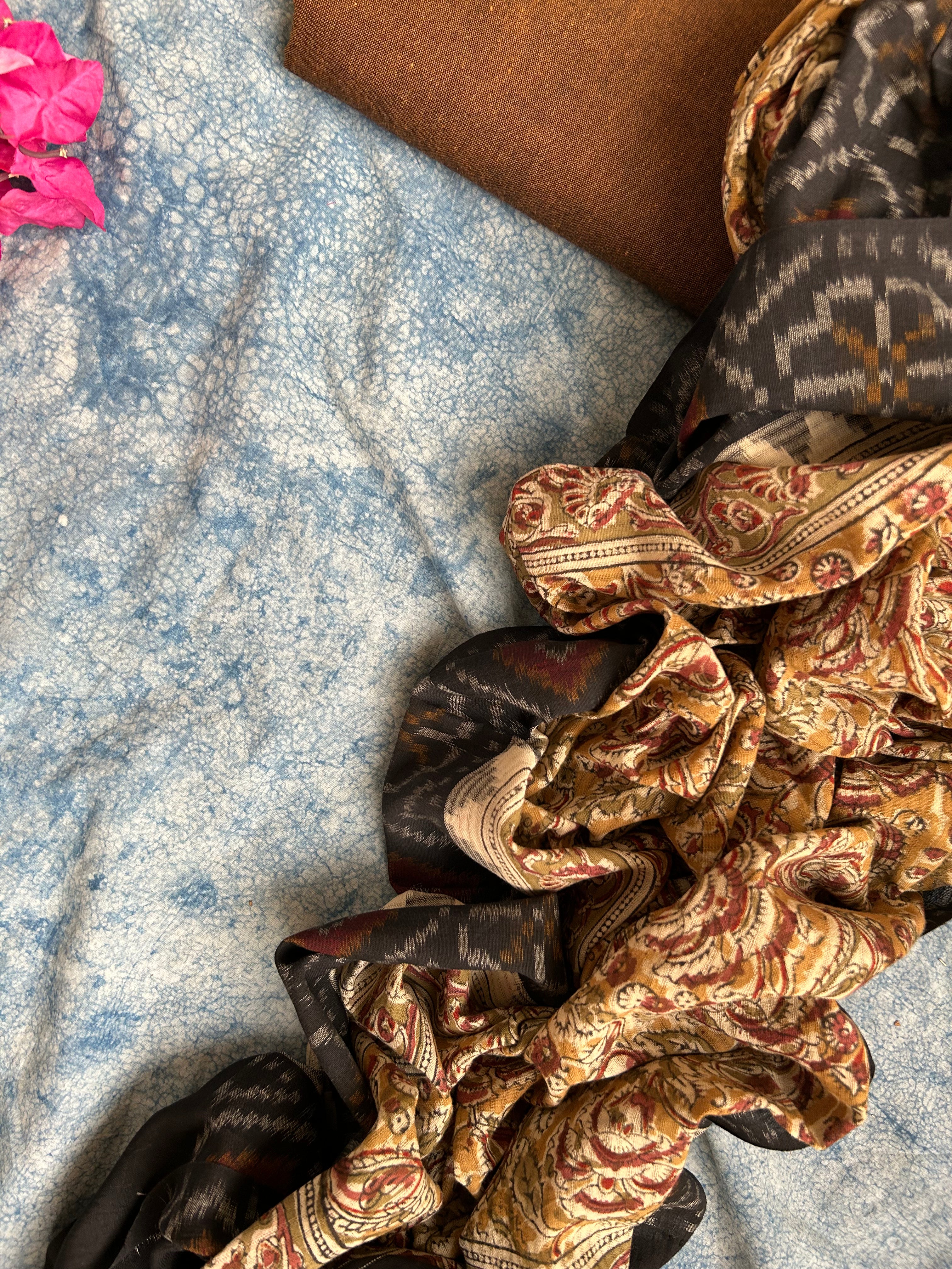 Handwoven Handcrafted Ikat Kalamkari Kurta Dupatta Set