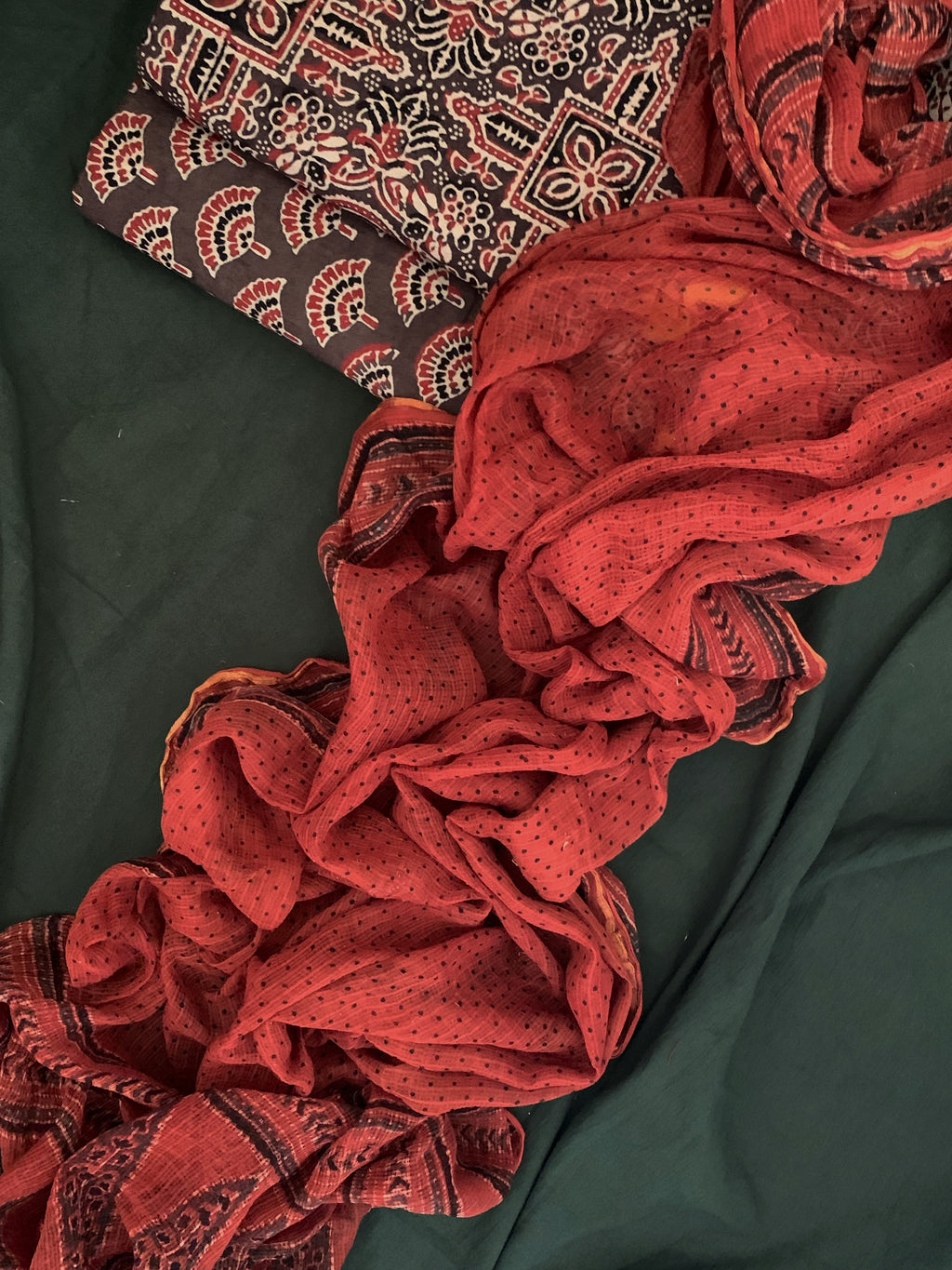Handblock Ajrakh Cotton Kota Suit