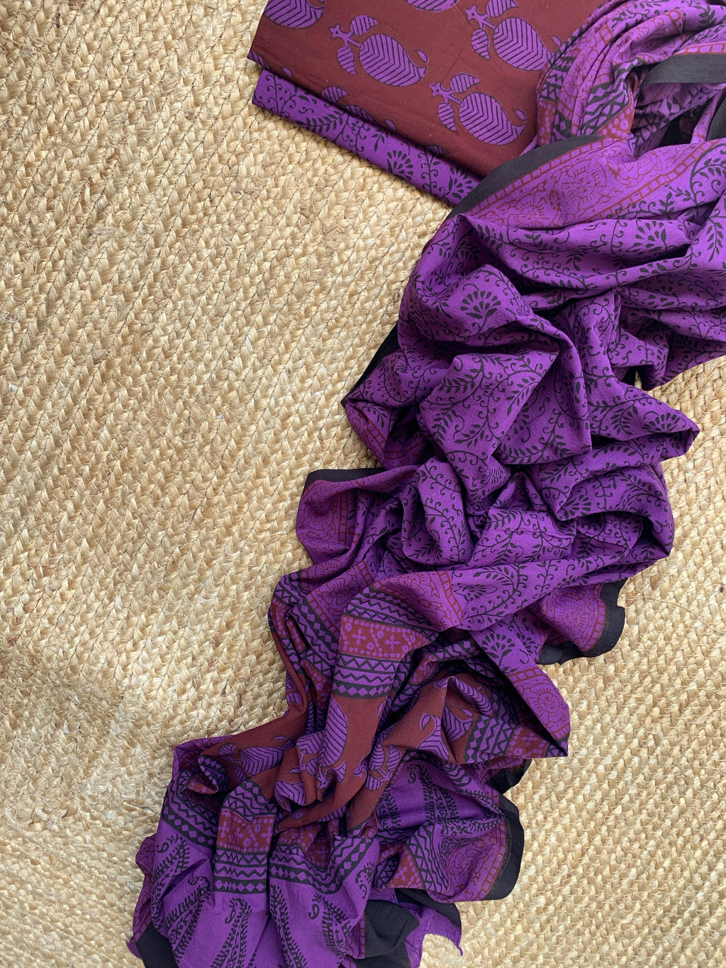 Natural Dyed Bagh Block Print Cotton Suit