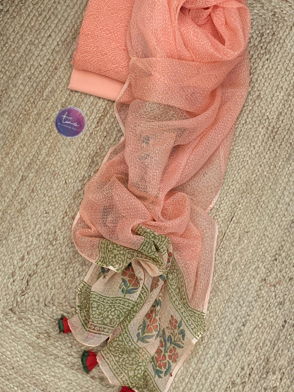Blush Coral Handcrafted Kota Suit
