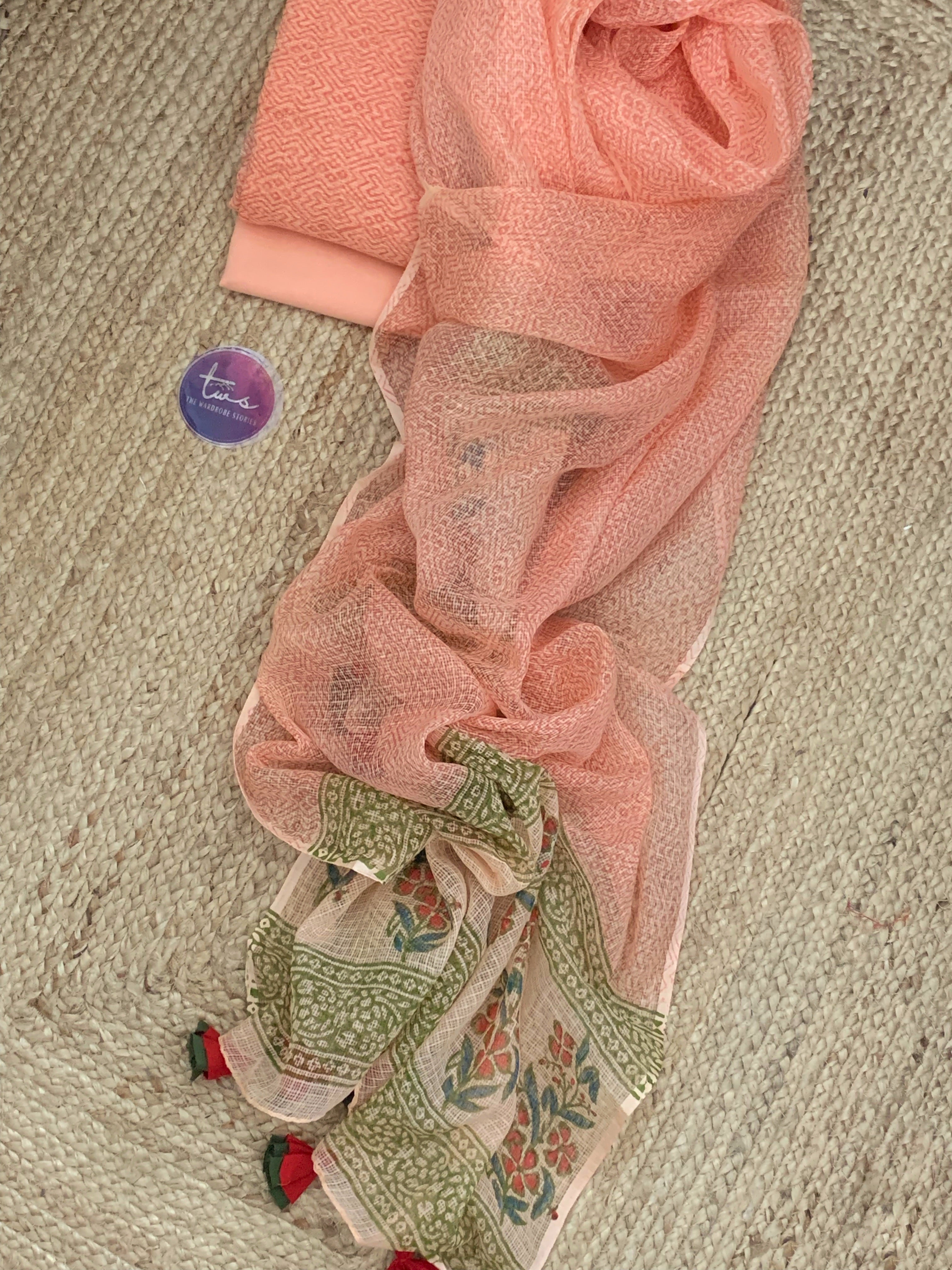 Blush Coral Handcrafted Kota Suit