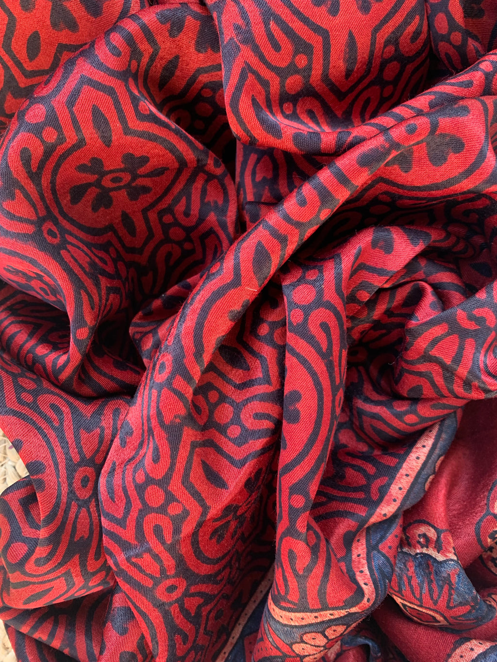 Hand Block Natural Dyes Ajrakh Mashru Silk Kurta Dupatta Set