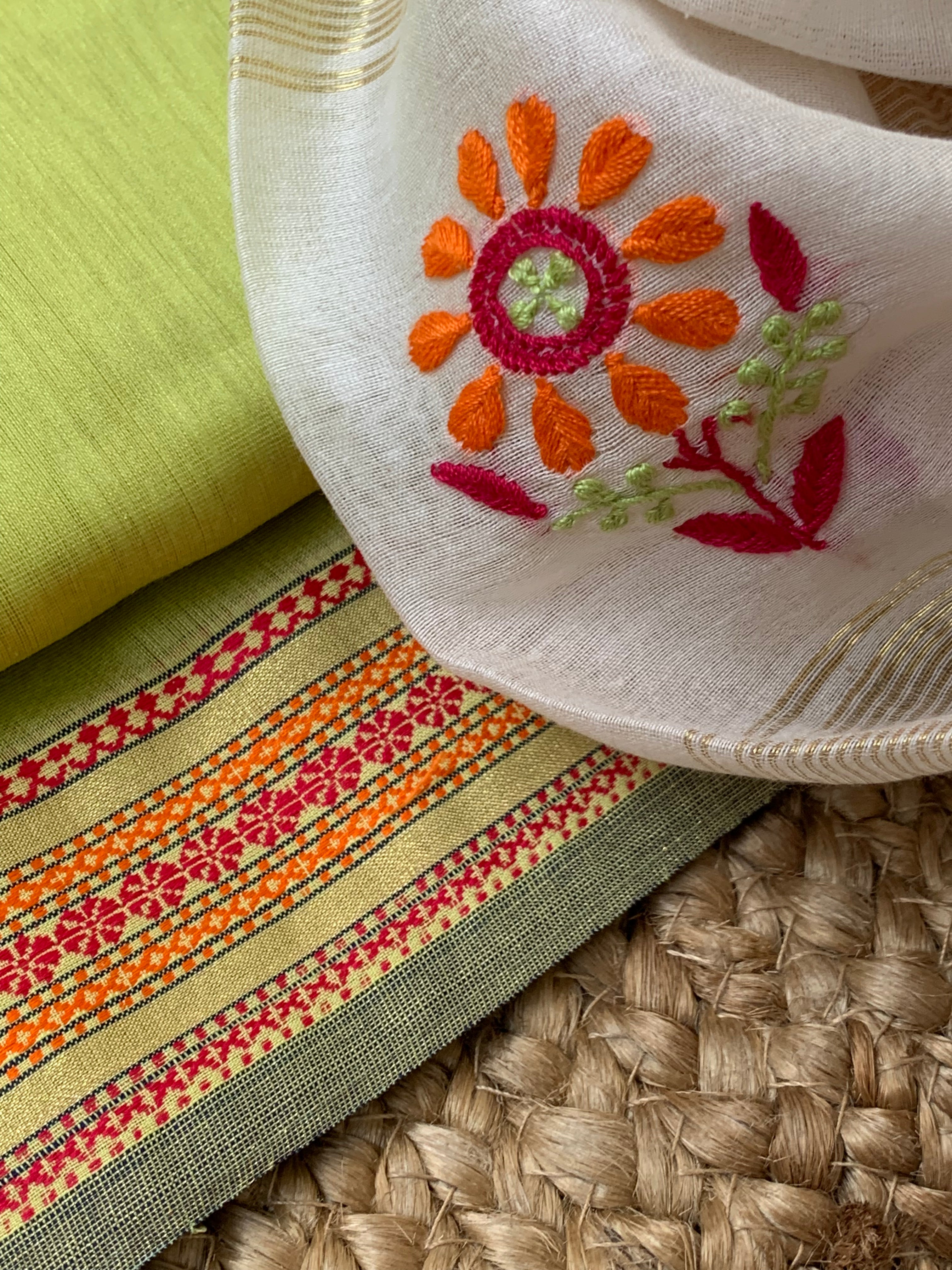 Handwoven Chikankari Maheshwari Kurta dupatta set