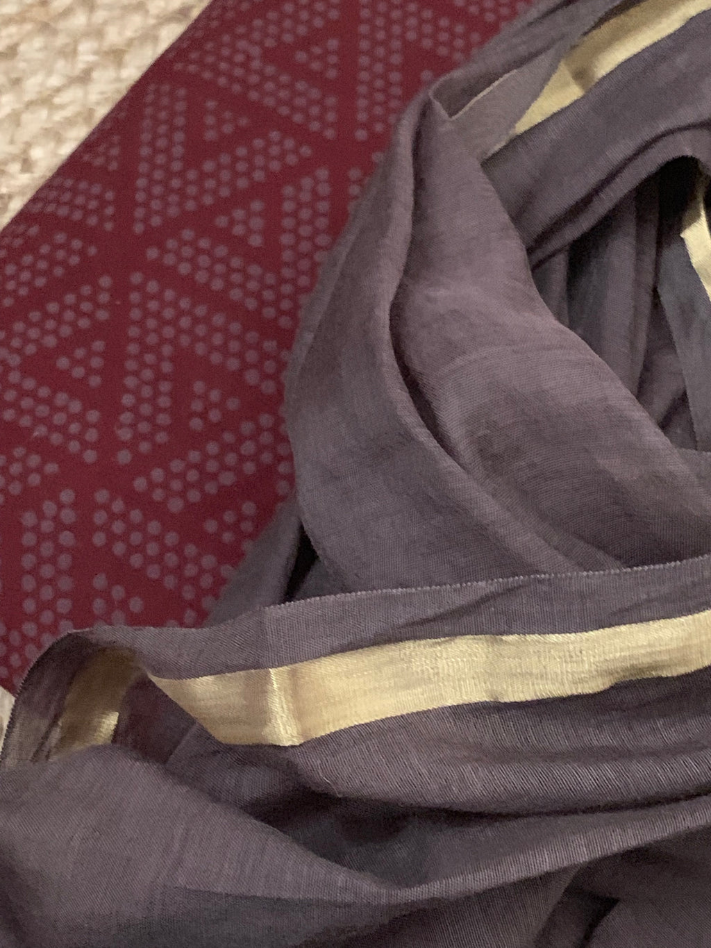 Natural Dyed Bagh Block Print Cotton Chanderi Dupatta Set