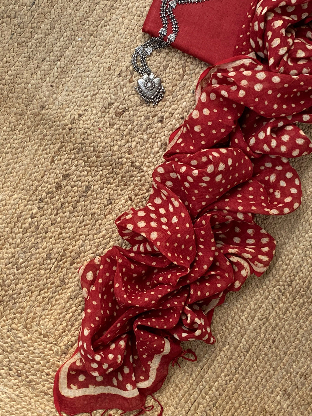 Handcrafted Linen Kurta Dupatta Set With Cotton Flex bottom