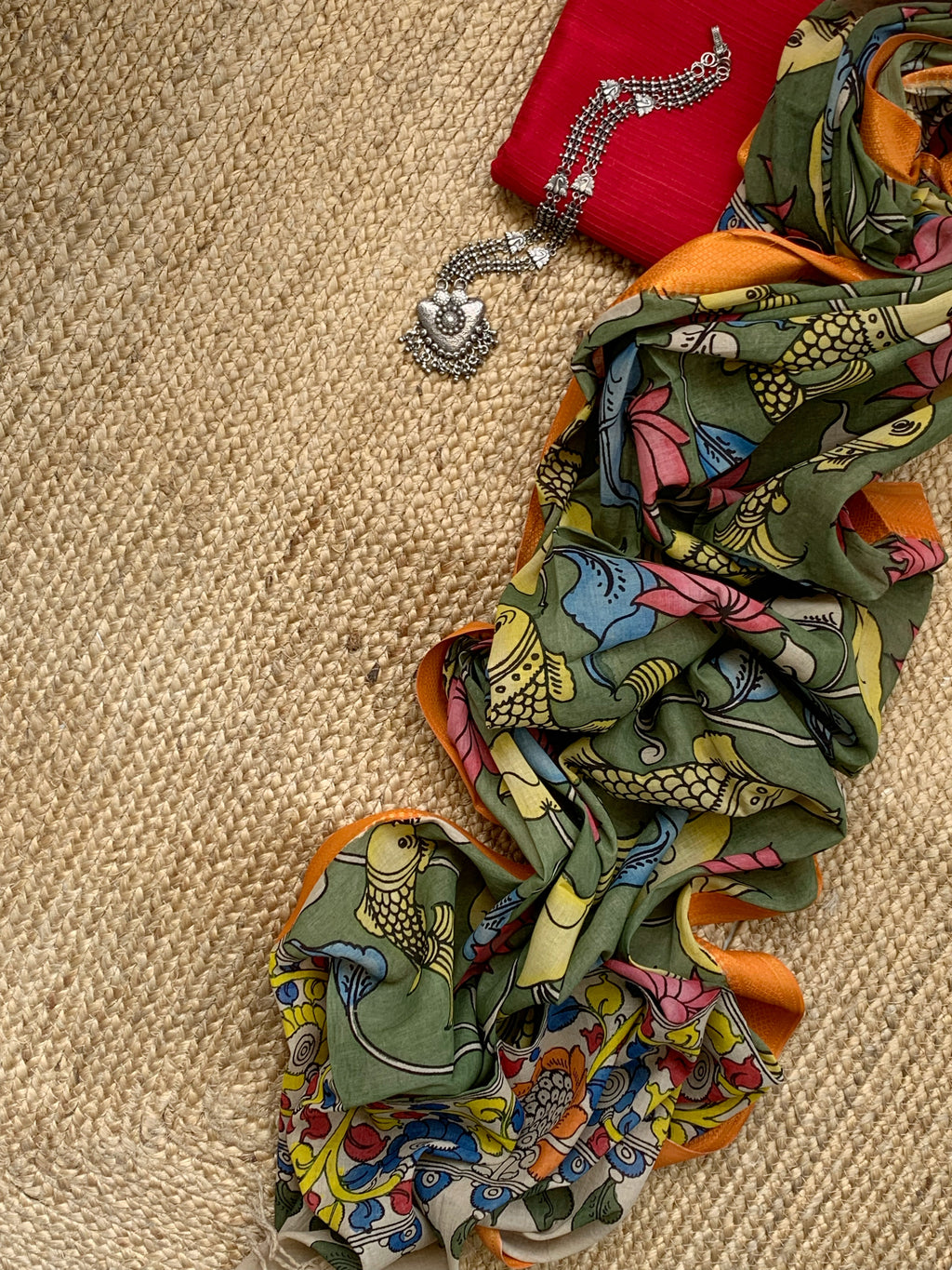 Handwoven Handcrafted Kalamkari Kurta Dupatta Set