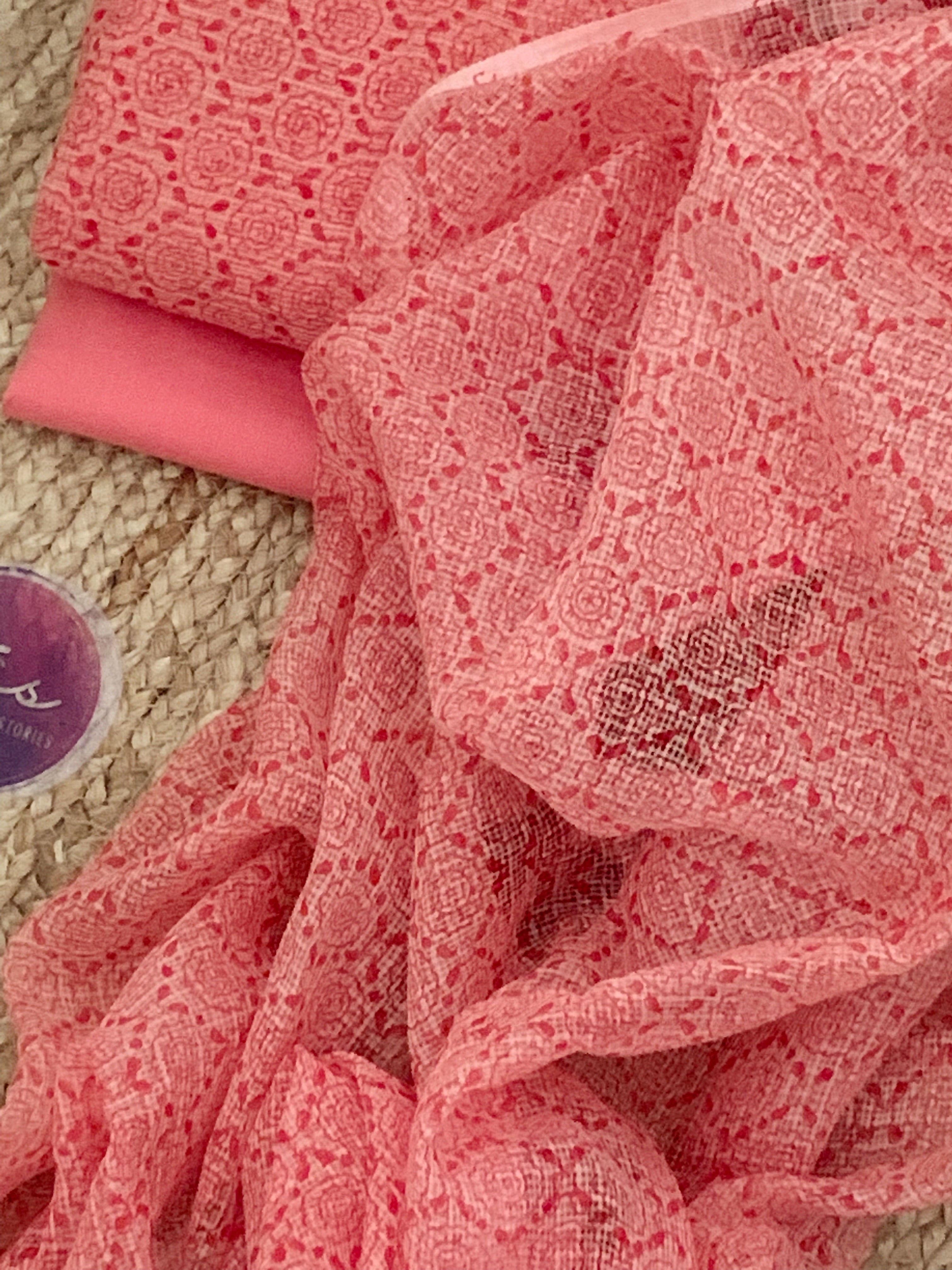 Coral Pink Handcrafted Kota Suit