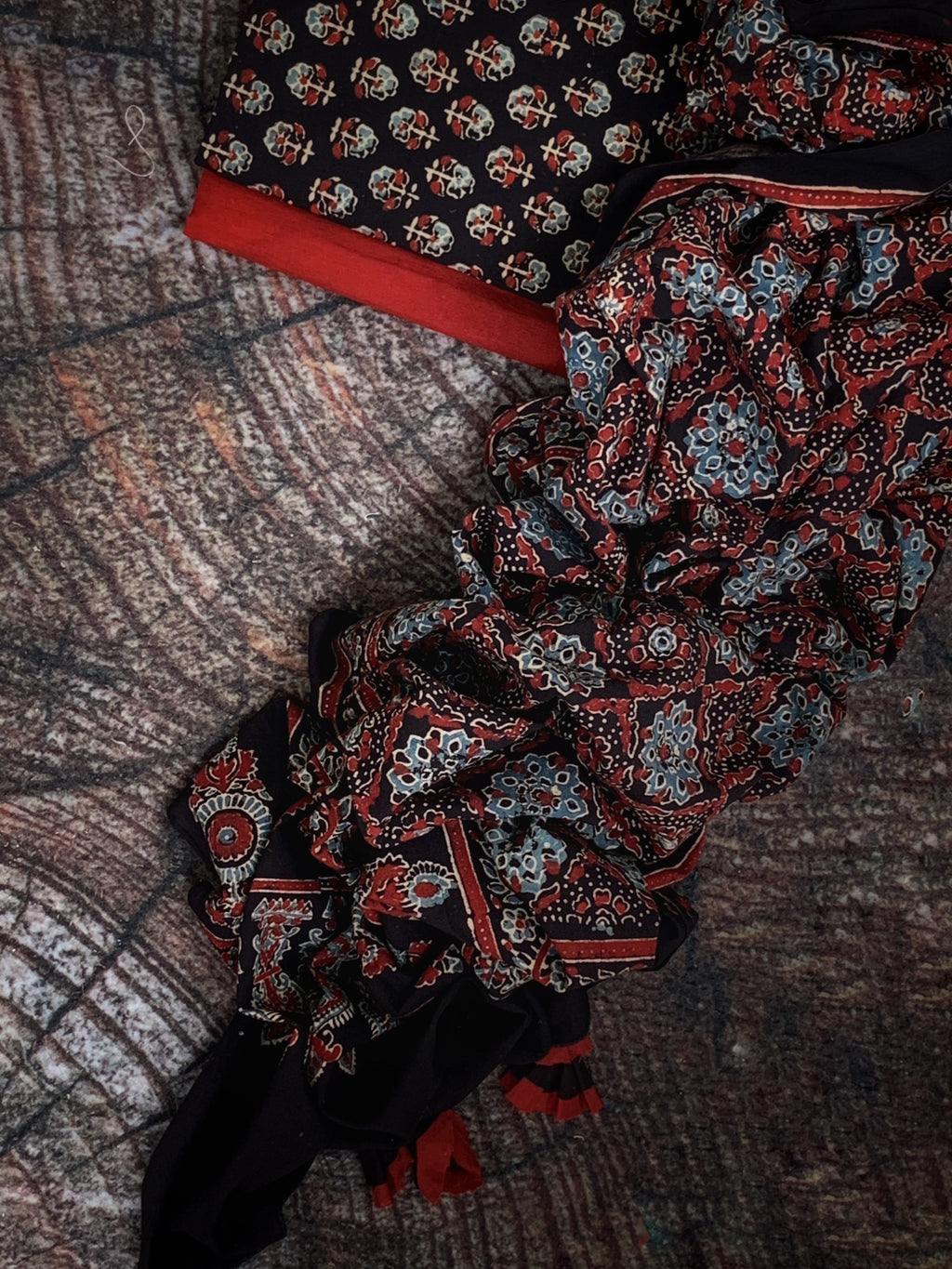 Handblock Ajrakh Cotton Suit