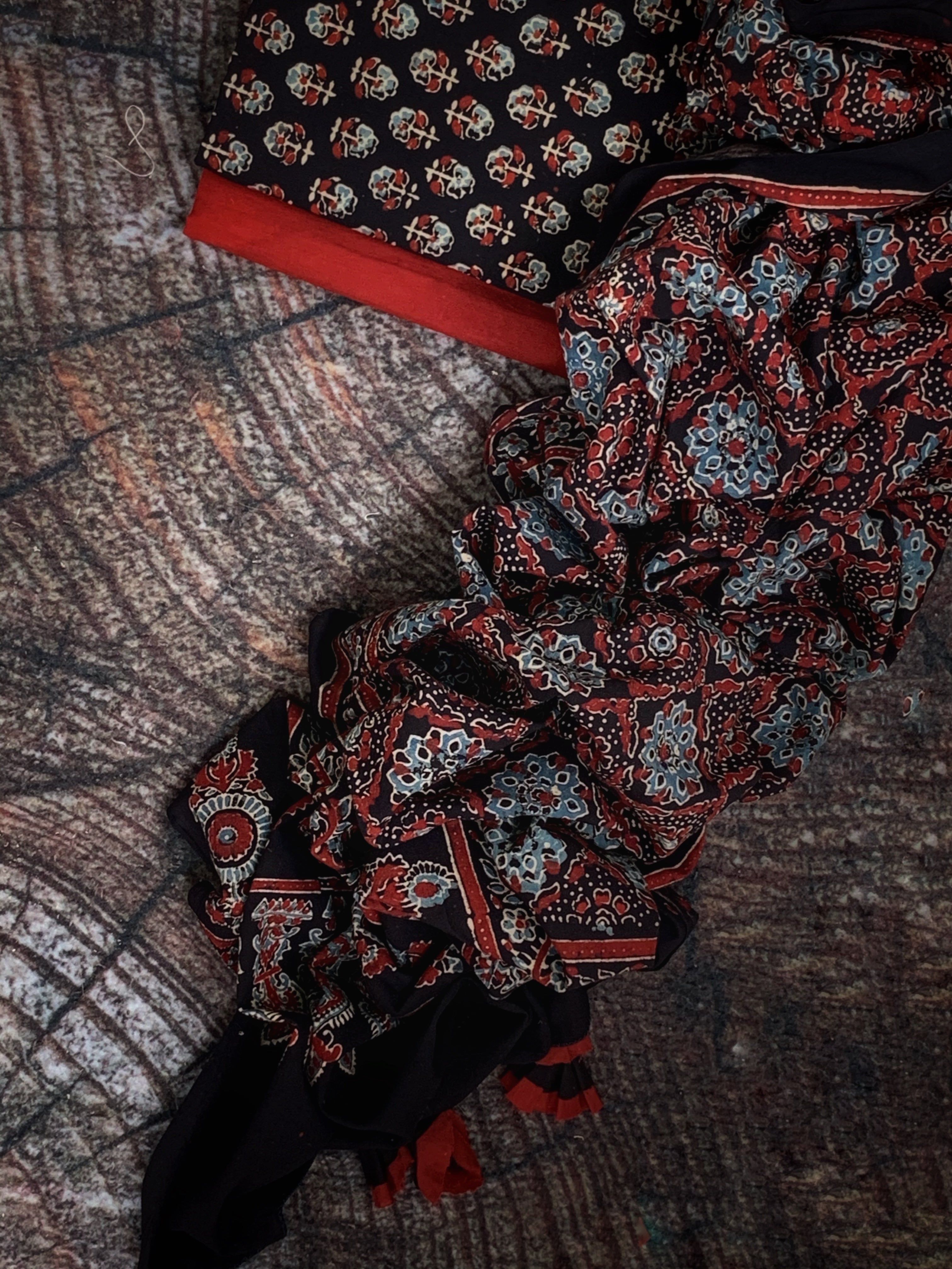 Handblock Ajrakh Cotton Suit
