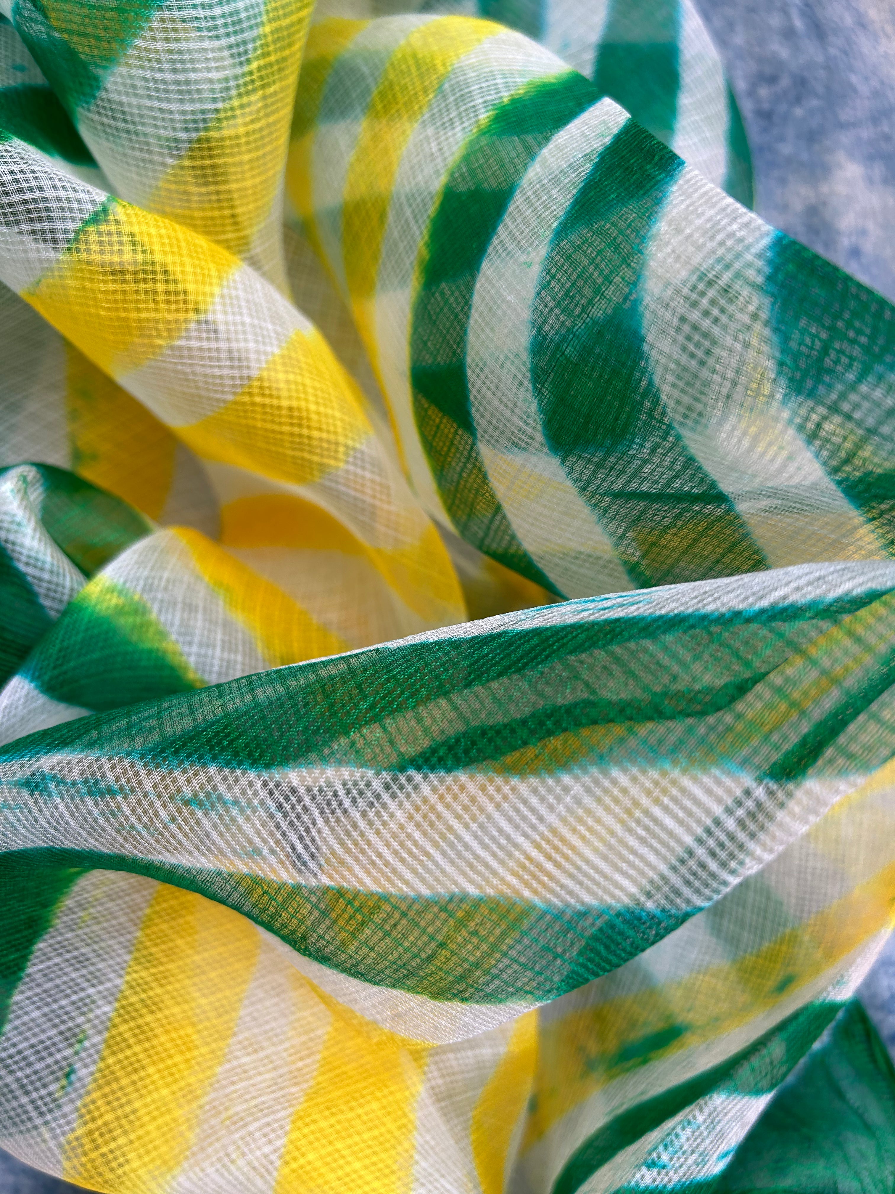 Handcrafted Tie-Dye Silk Kota Doria Dupatta