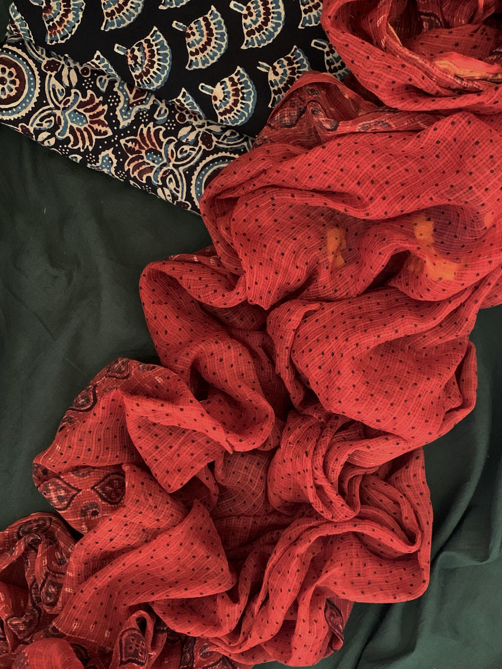 Handblock Ajrakh Cotton Kota Suit