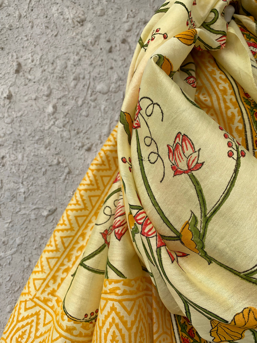 Pastel Yellow Handcrafted Chanderi Dupatta