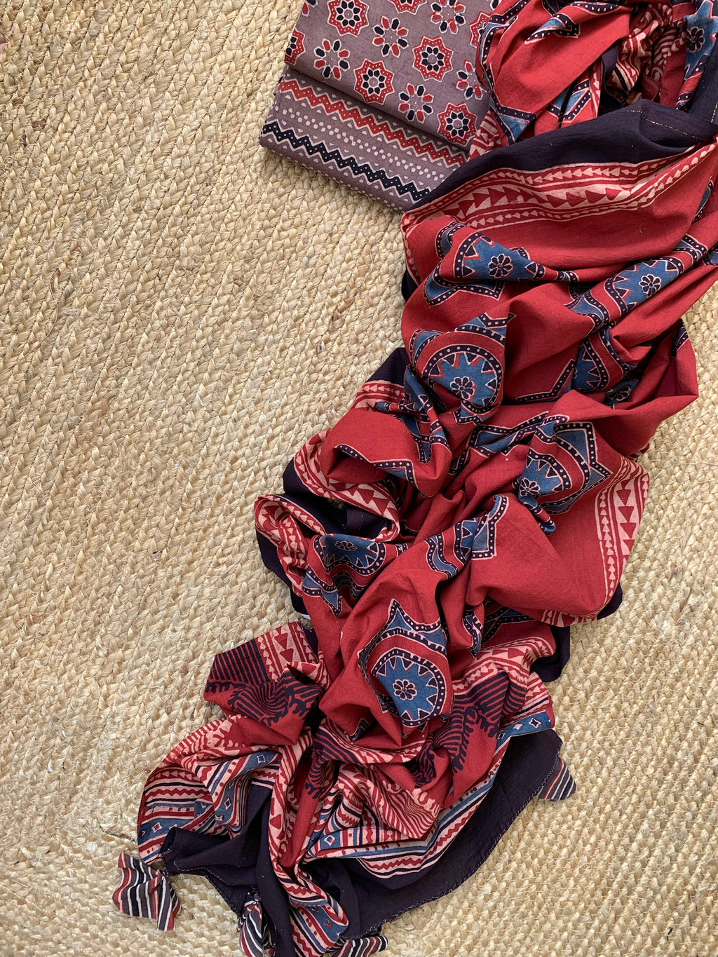 Natural Dyes Handblock Ajrakh Cotton Suit