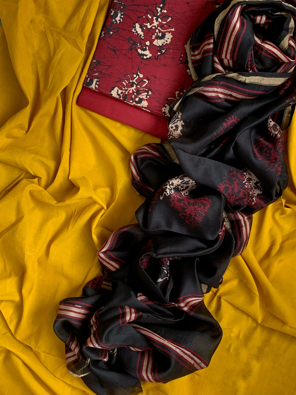 Handblock Batik Cotton Chanderi Suit