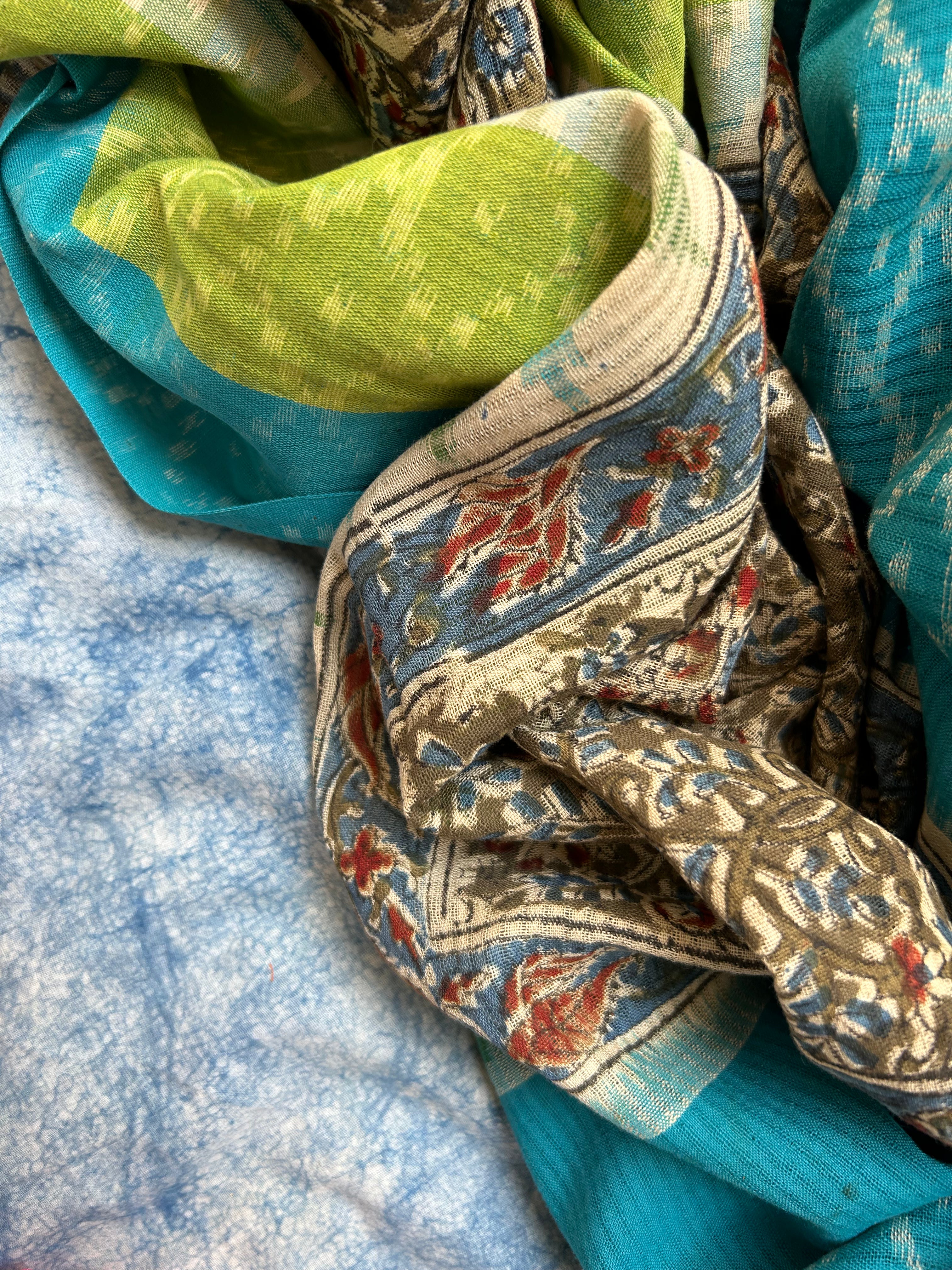 Handwoven Handcrafted Kotpad Ikat Kalamkari Kurta Dupatta Set