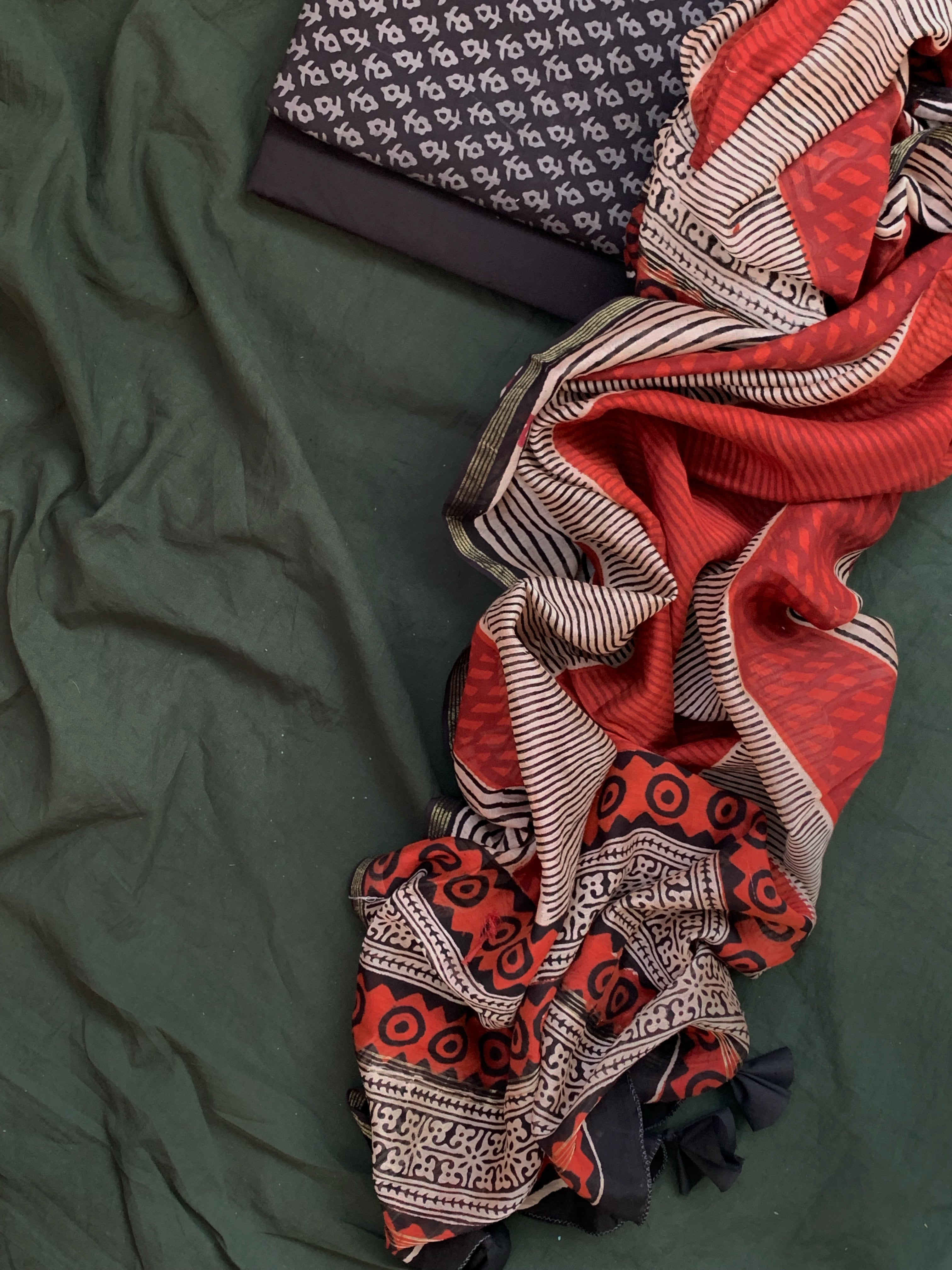 Handblock Cotton Chanderi Suit