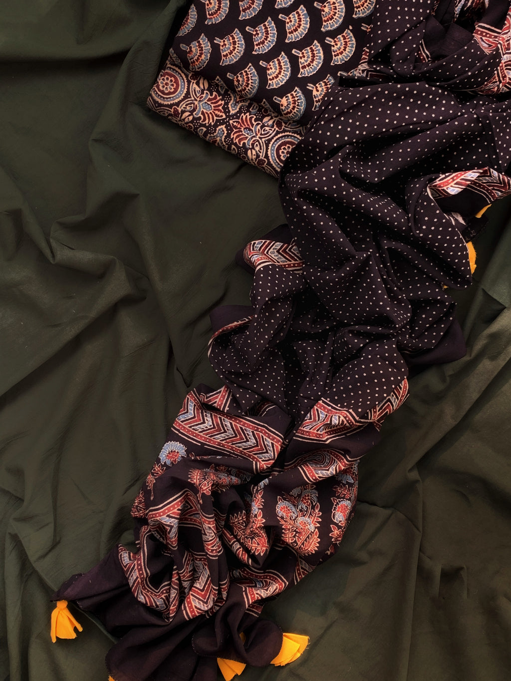 Handblock Ajrakh Cotton Suit