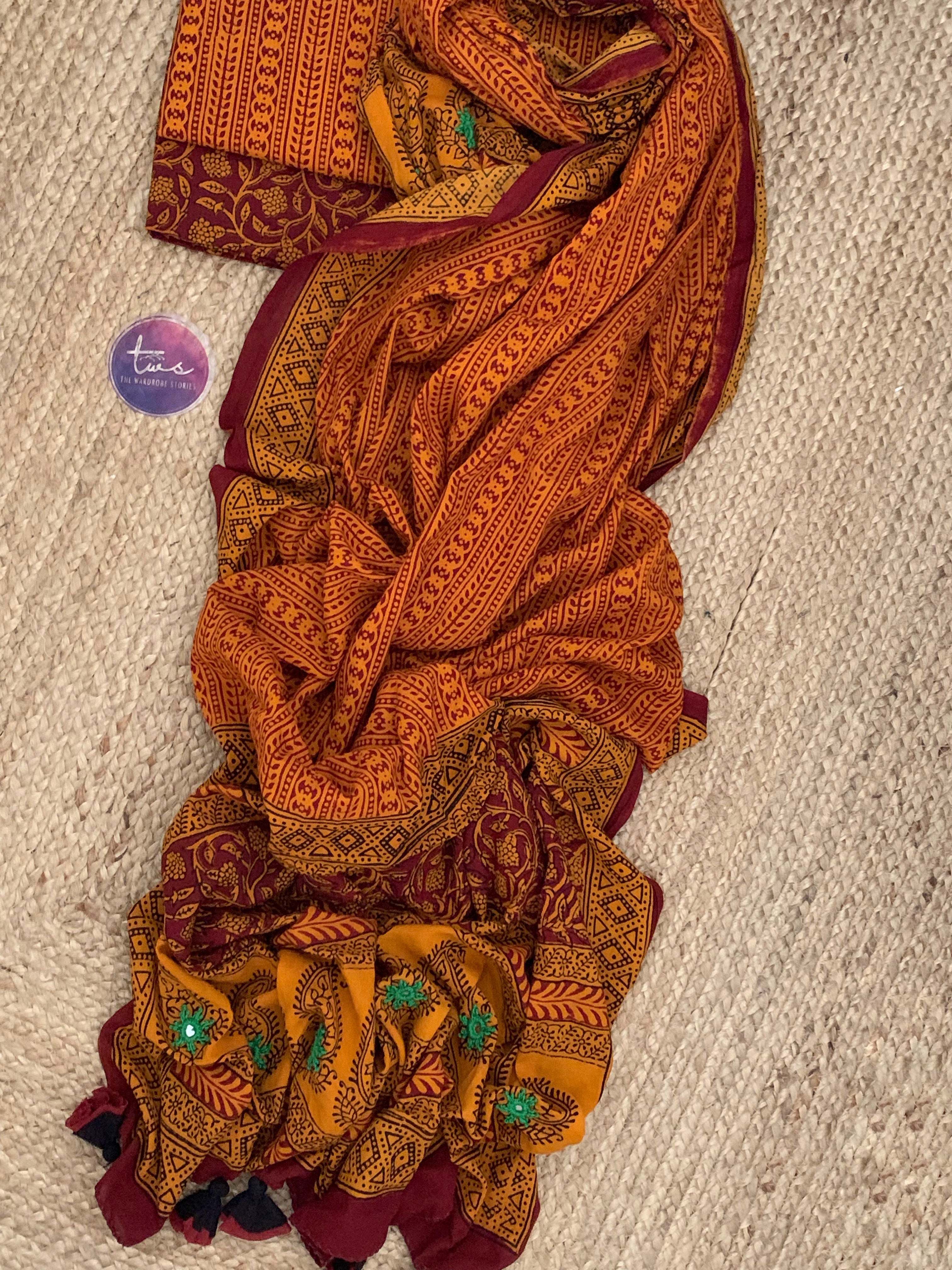 Natural Dyed Bagh Block Print Cotton Suit