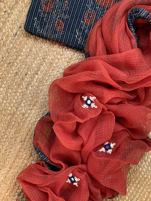 Handblock Ajrakh Cotton Kota Set