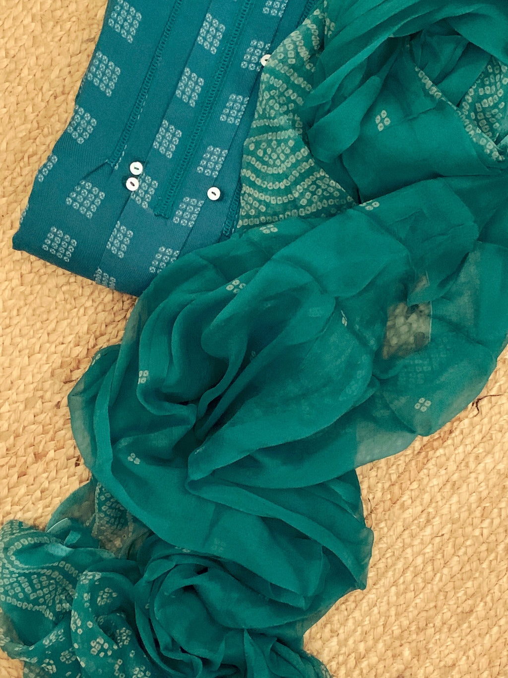 Teal Blue Wool Pashmina Suit