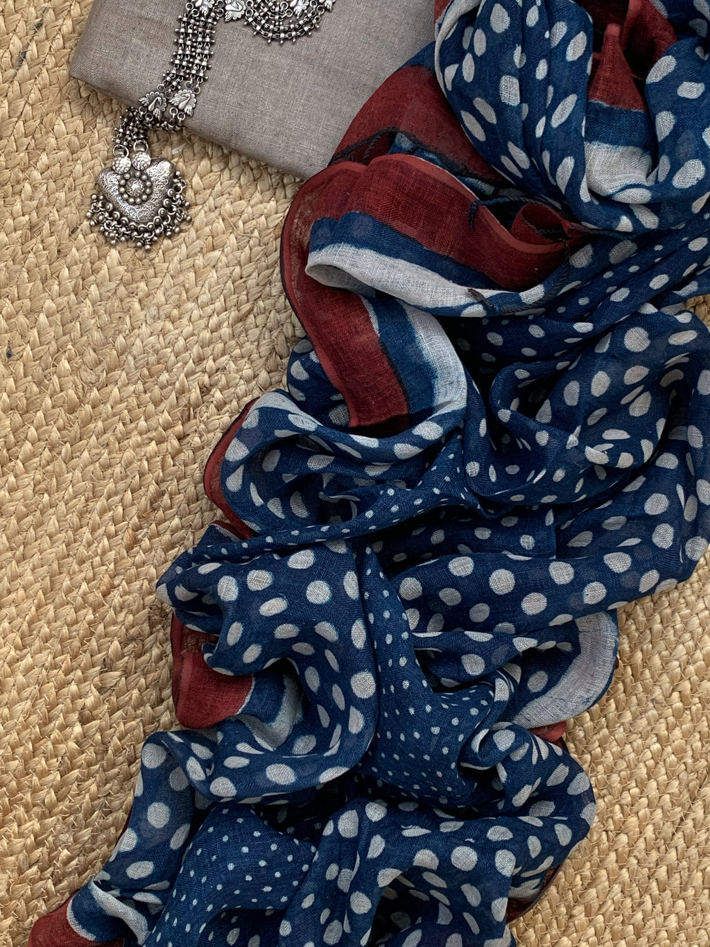 Handcrafted Linen Kurta Dupatta Set