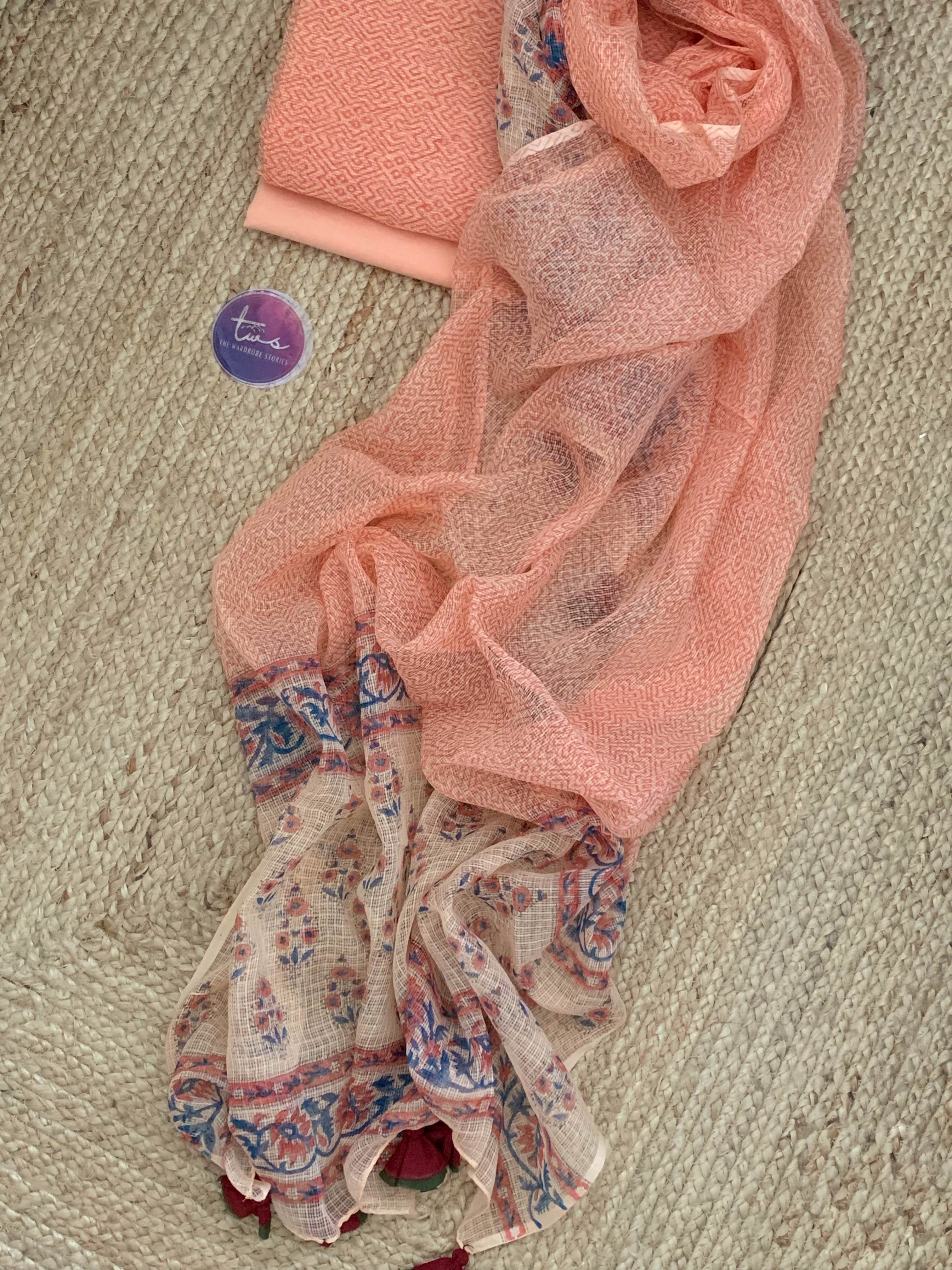Blush Coral Handcrafted Kota Suit