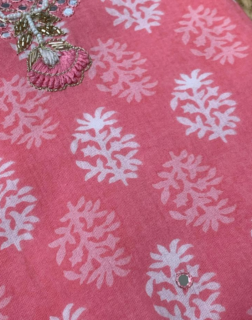 Handcrafted cotton chiffon suit