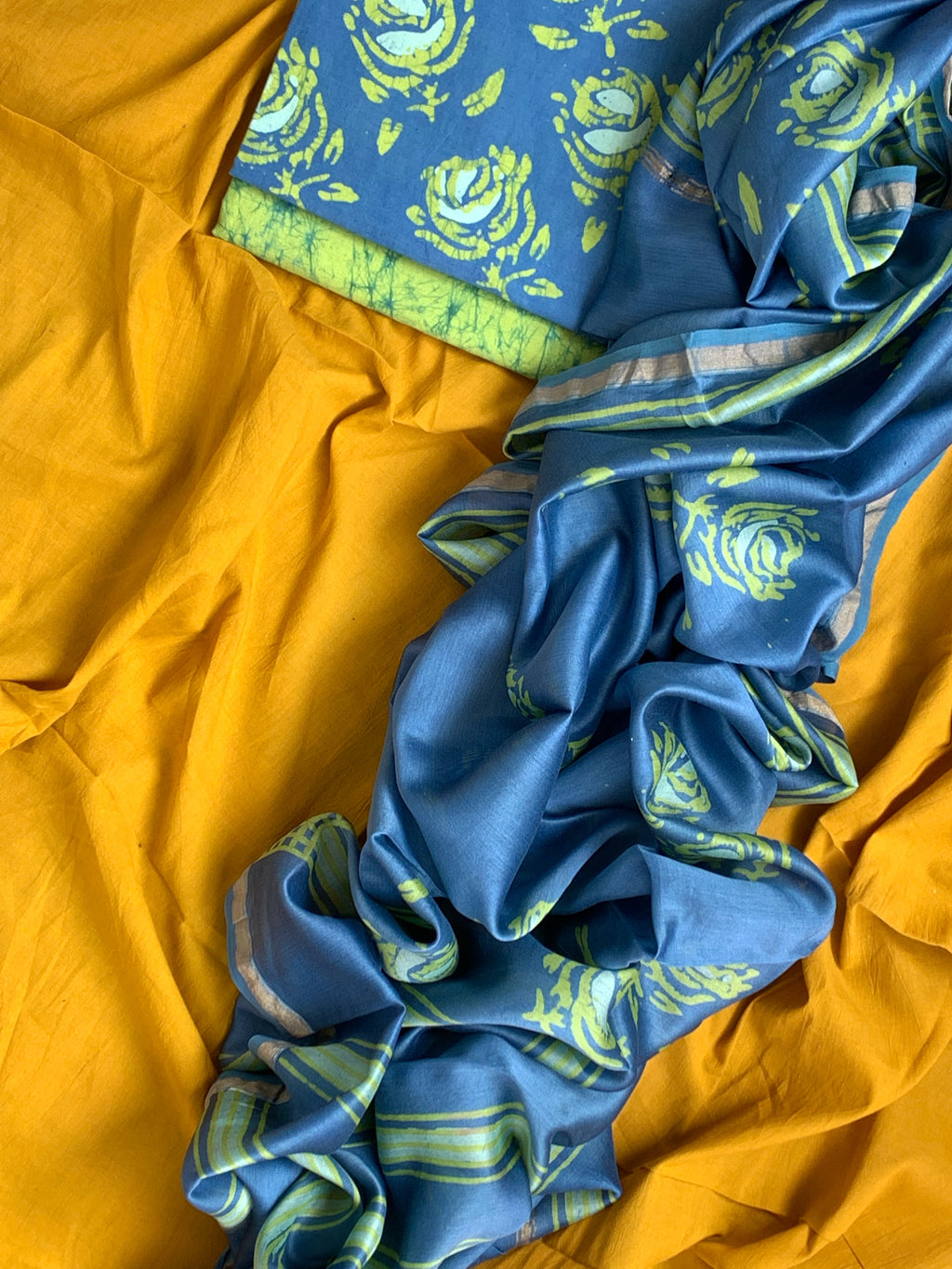 Handblock Batik Cotton Chanderi Suit