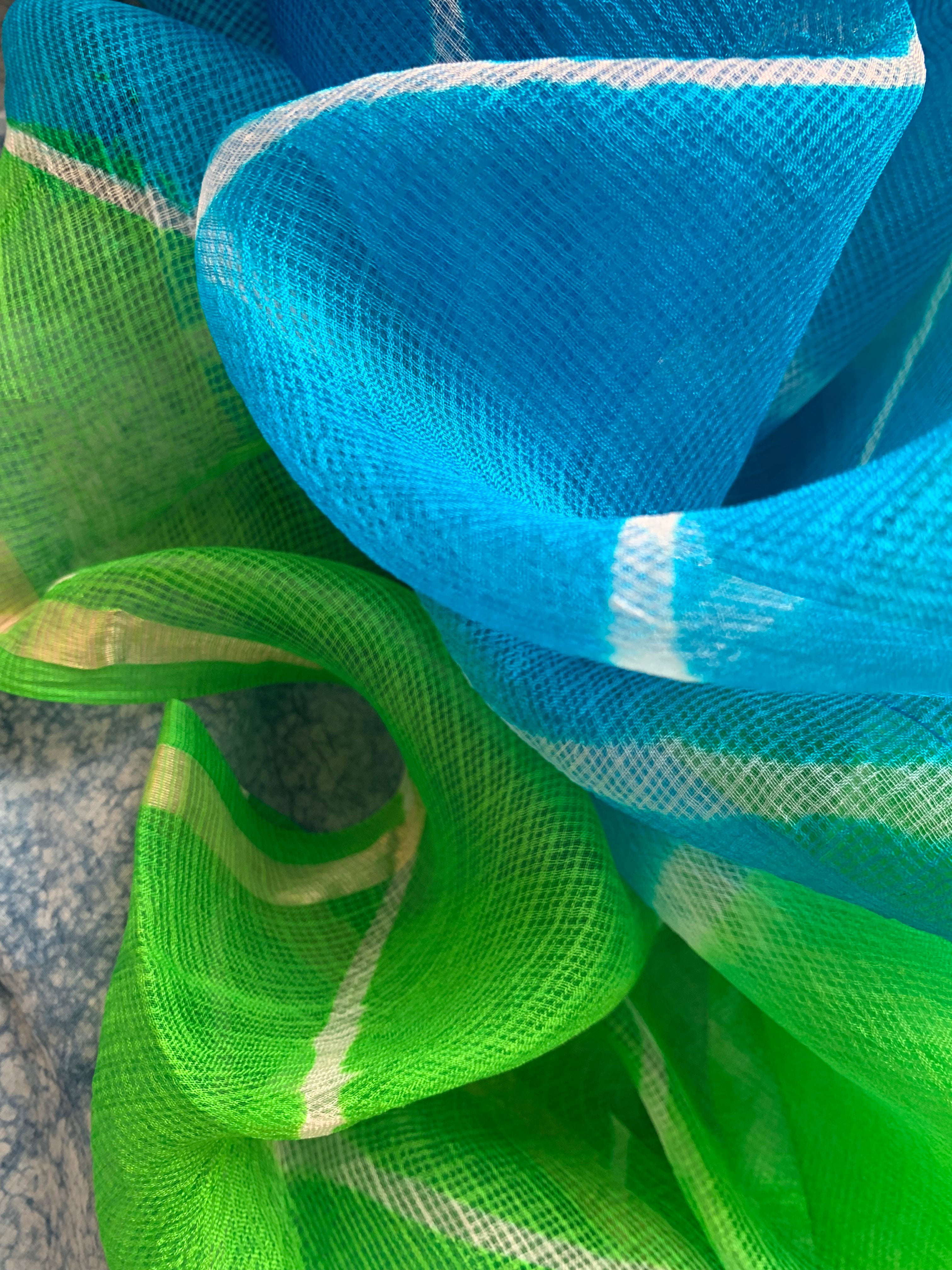 Handcrafted Tie-Dye Silk Kota Doria Dupatta