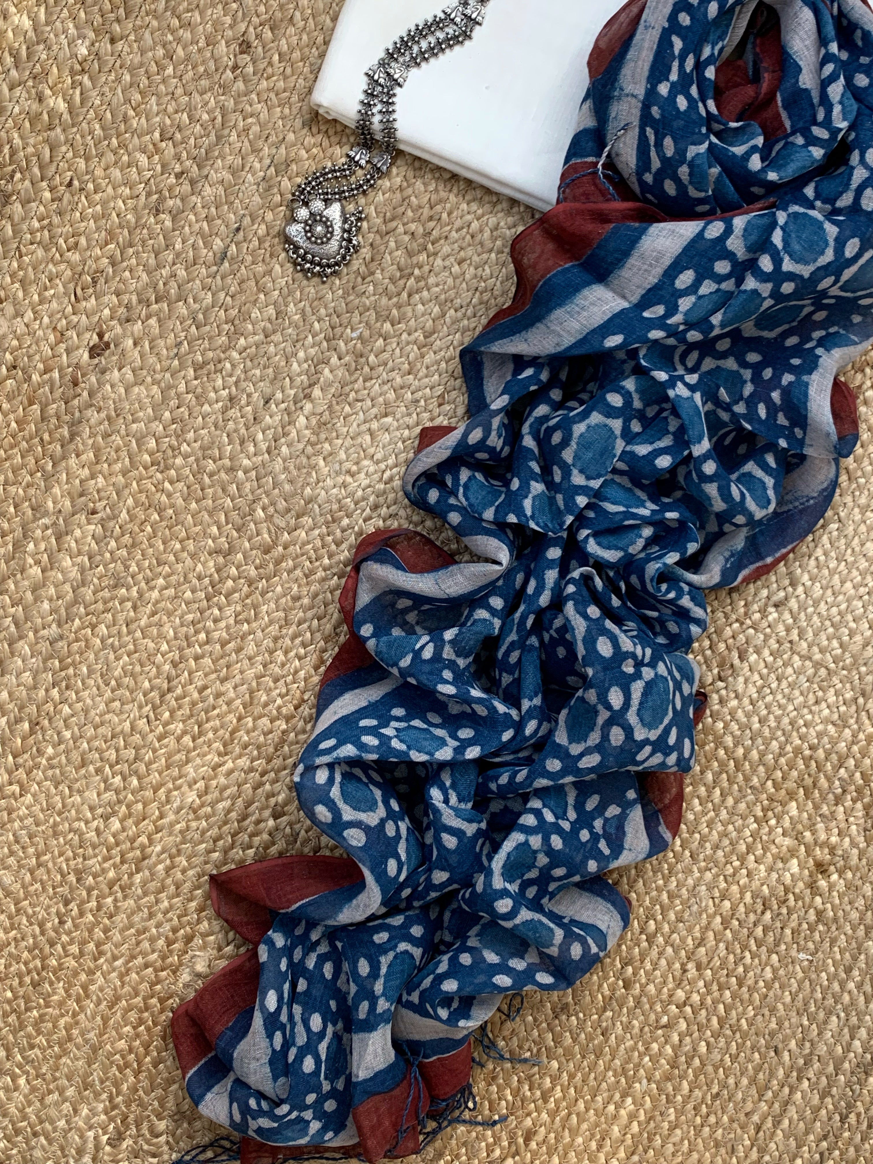 Handcrafted Linen Kurta Dupatta Set
