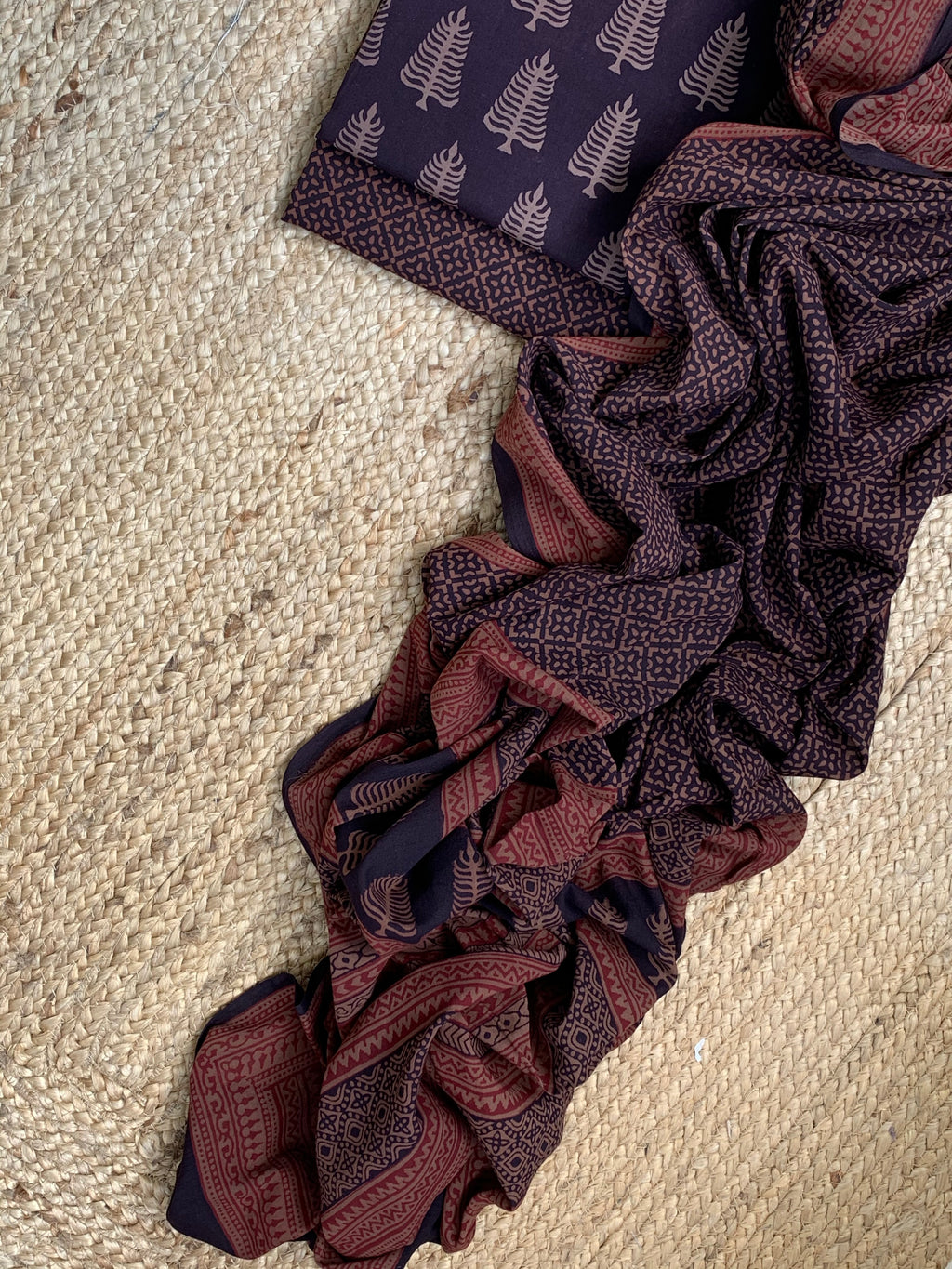 Natural Dyed Bagh Handblock Cotton Suit