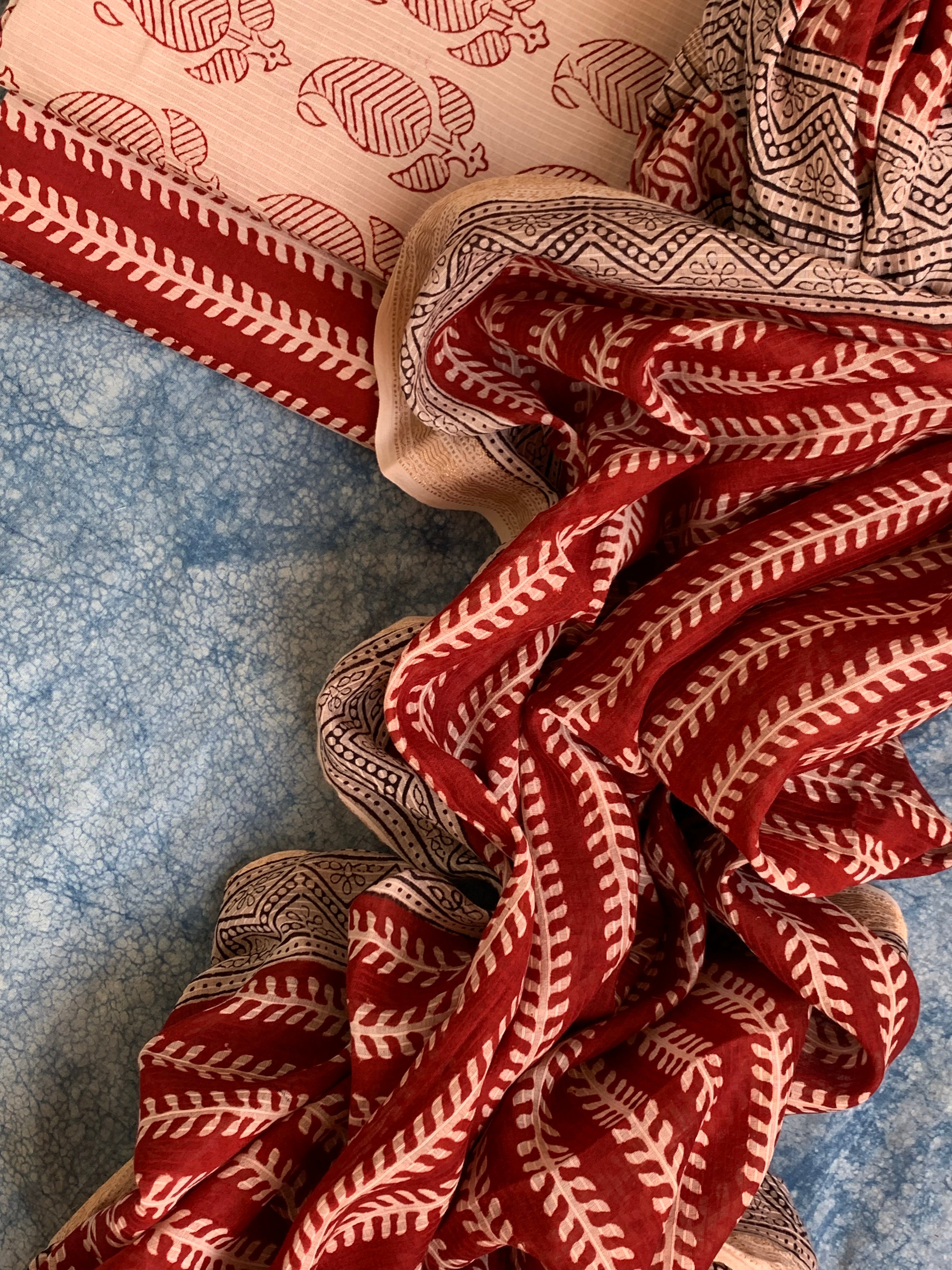 Handblock Maheshwari Bagh Suit