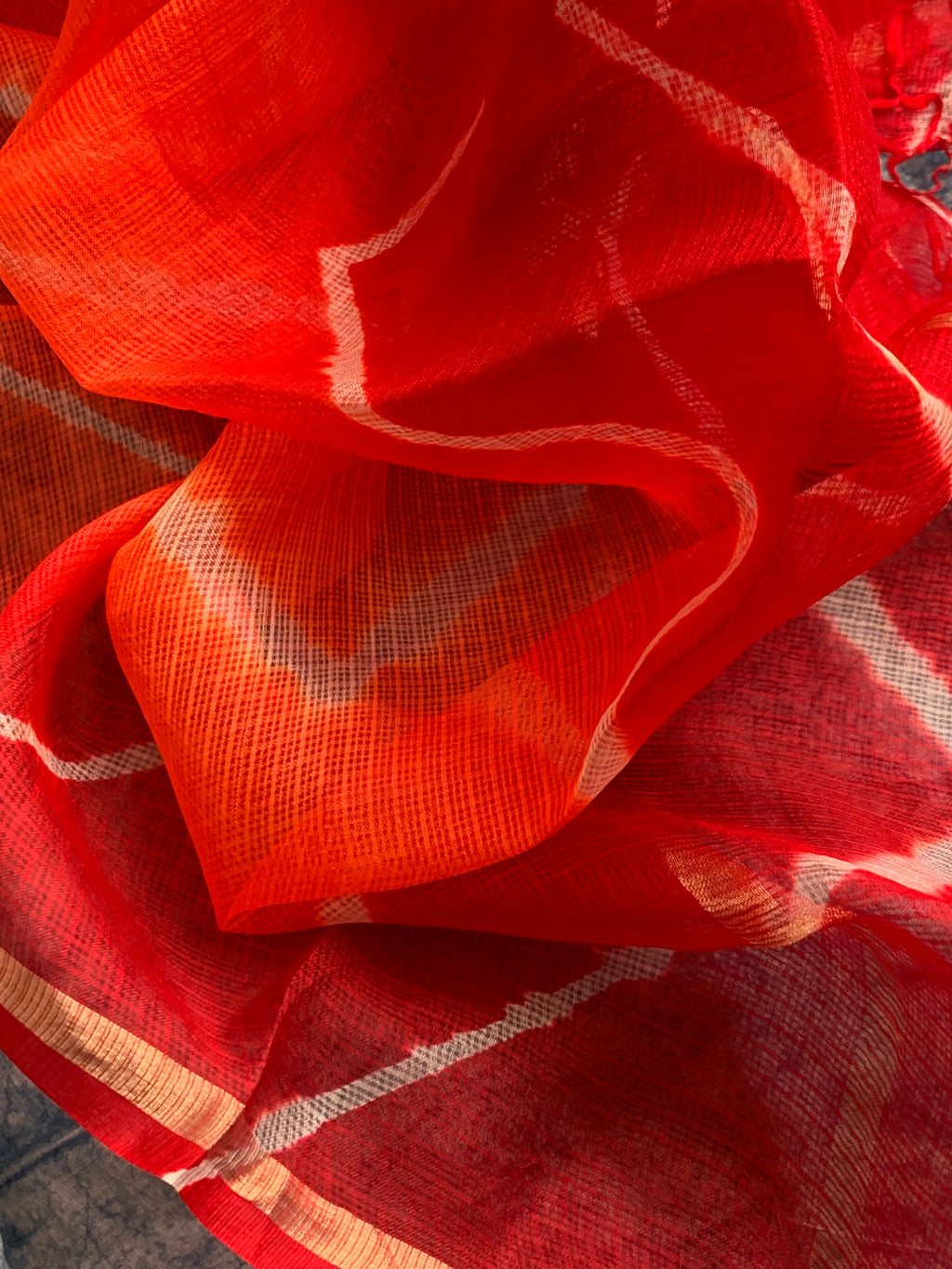 Handcrafted Tie-Dye Silk Kota Doria Dupatta