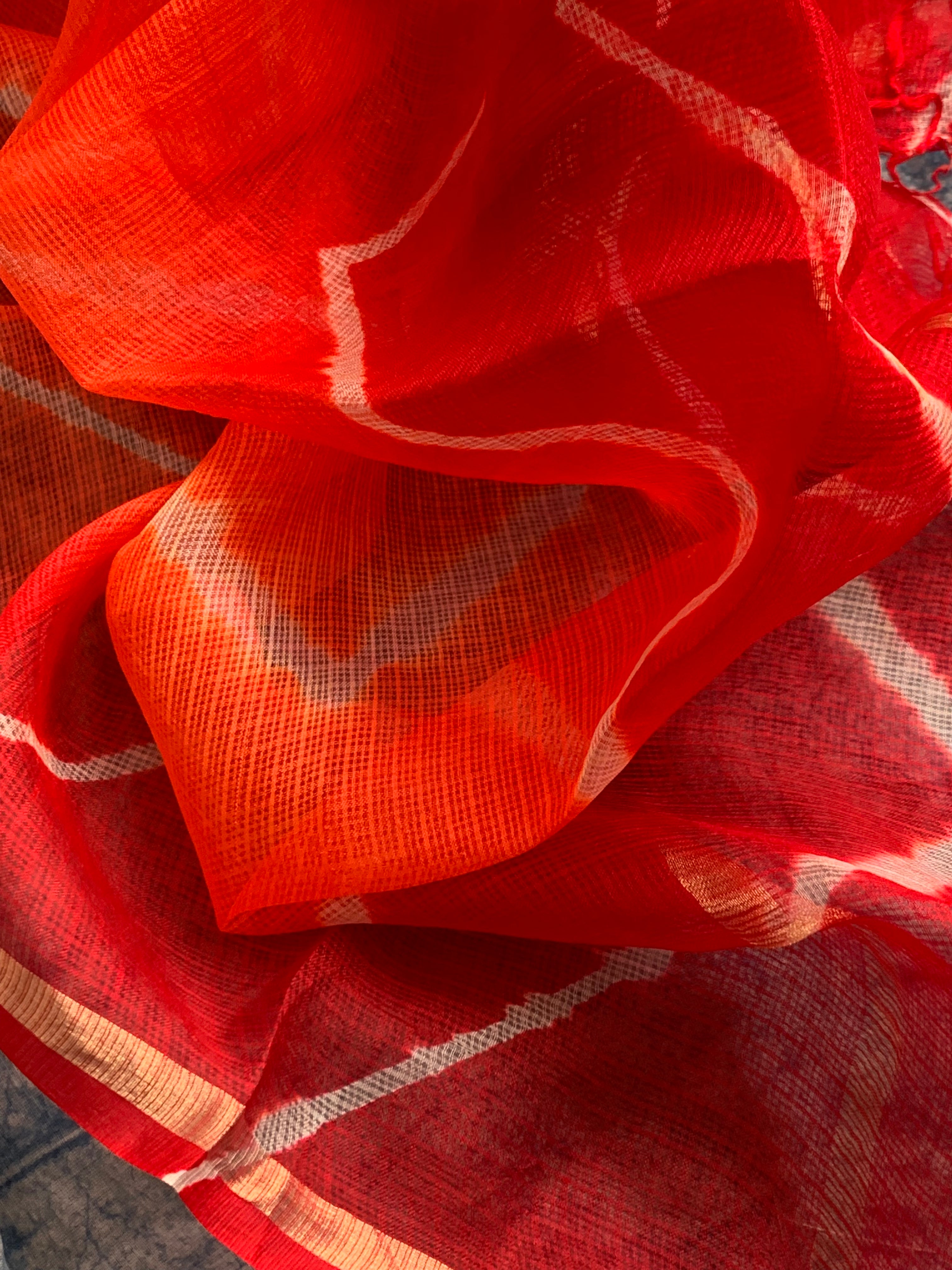 Handcrafted Tie-Dye Silk Kota Doria Dupatta