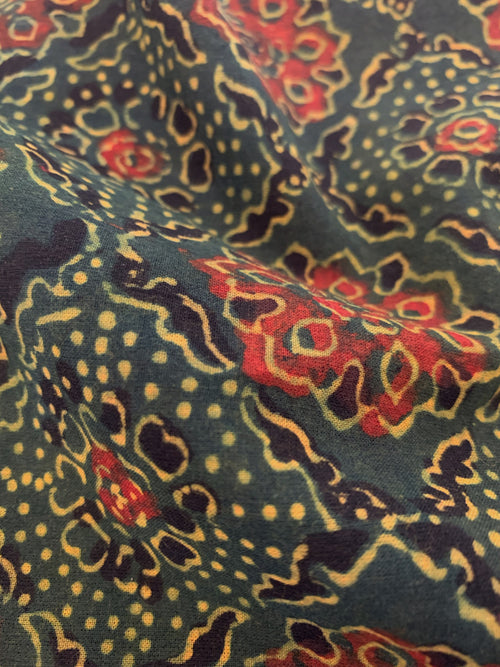 Hand Block Printed Ajrakh Natural Dyed Cotton Fabric Kurta Bottom Set