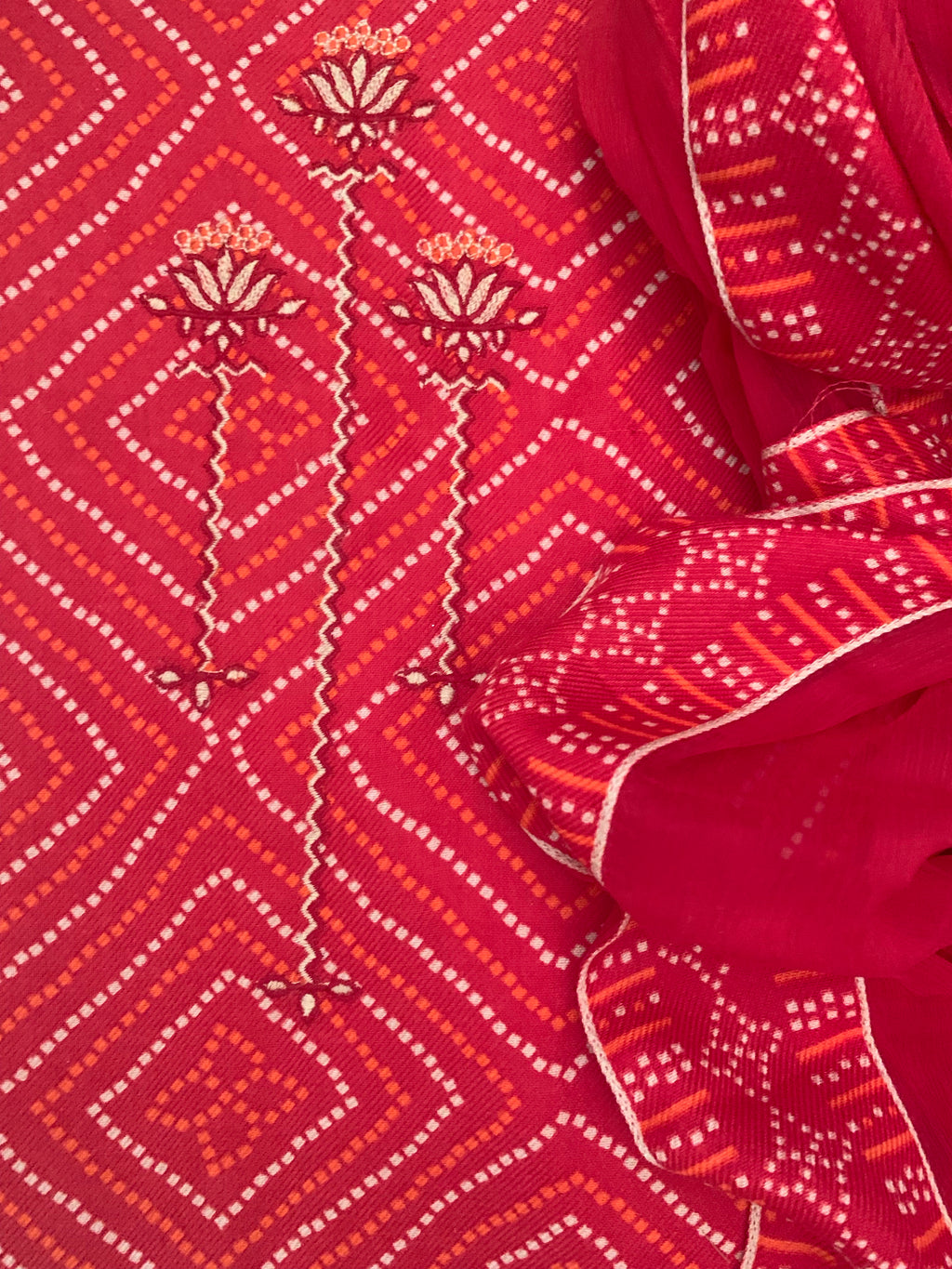 Vermilion Red Wool Pashmina Suit